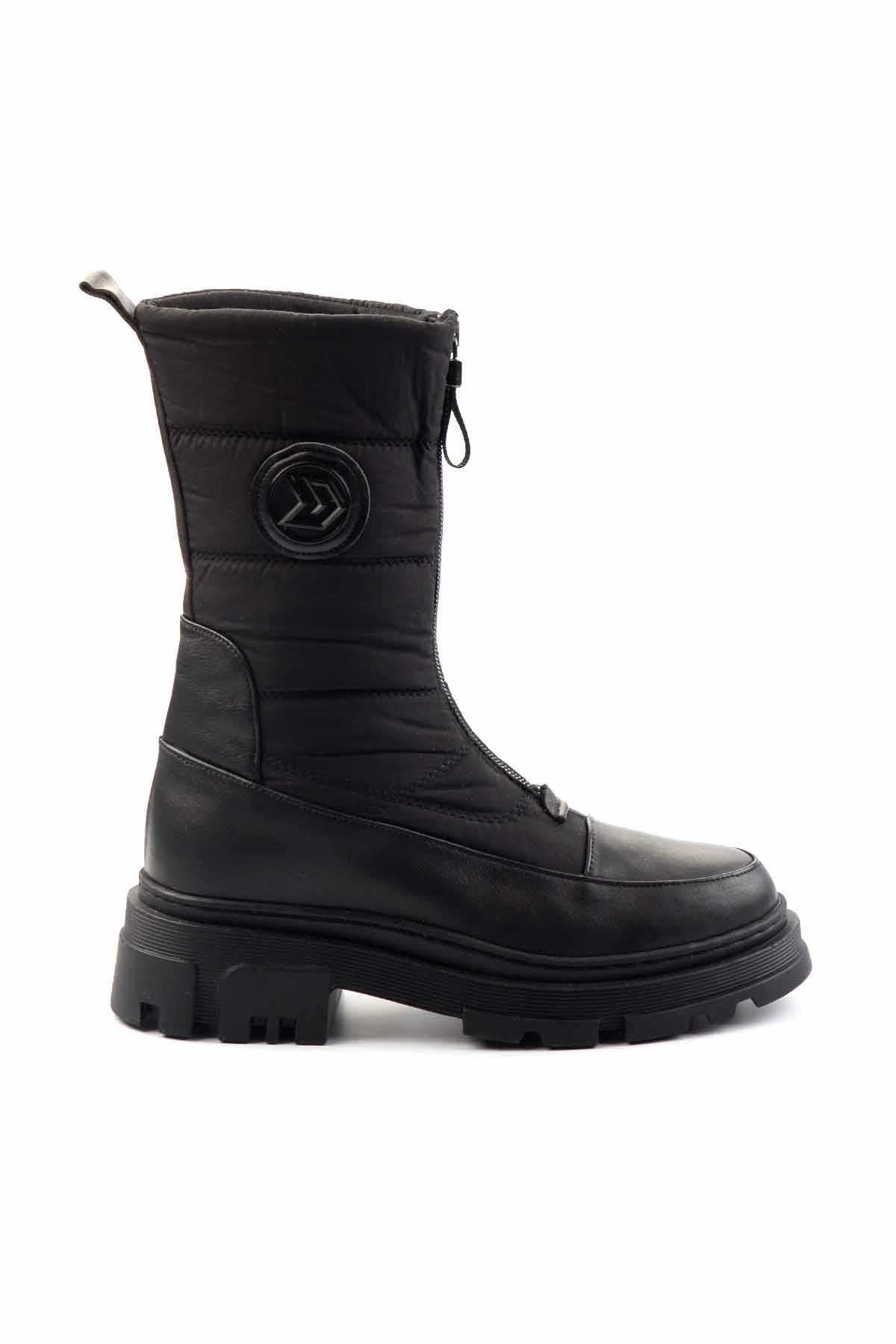 Siyah Hakiki Deri Kadın Bot & Bootie K02724986603