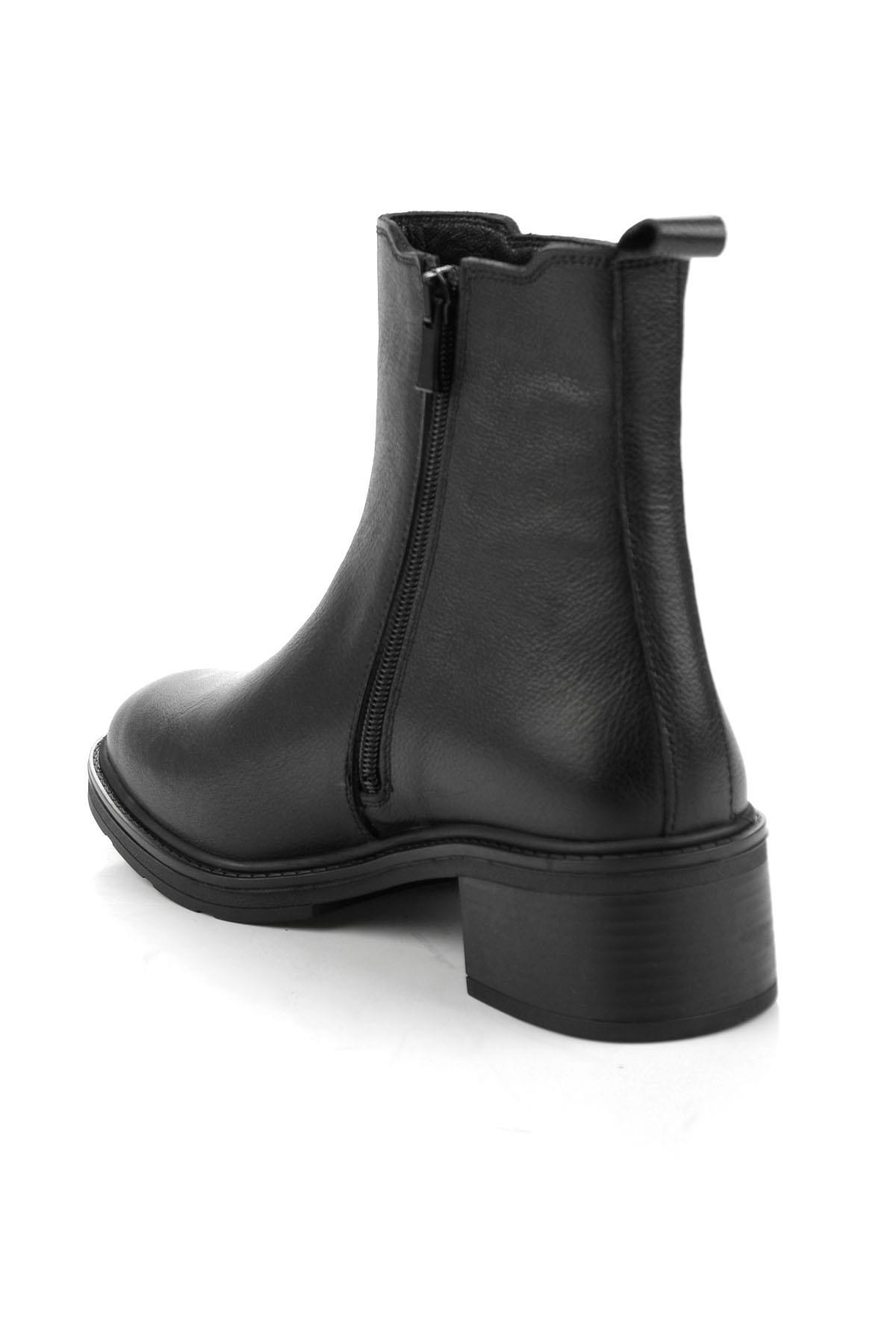 Siyah Hakiki Deri Kadın Bot & Bootie K02645012103