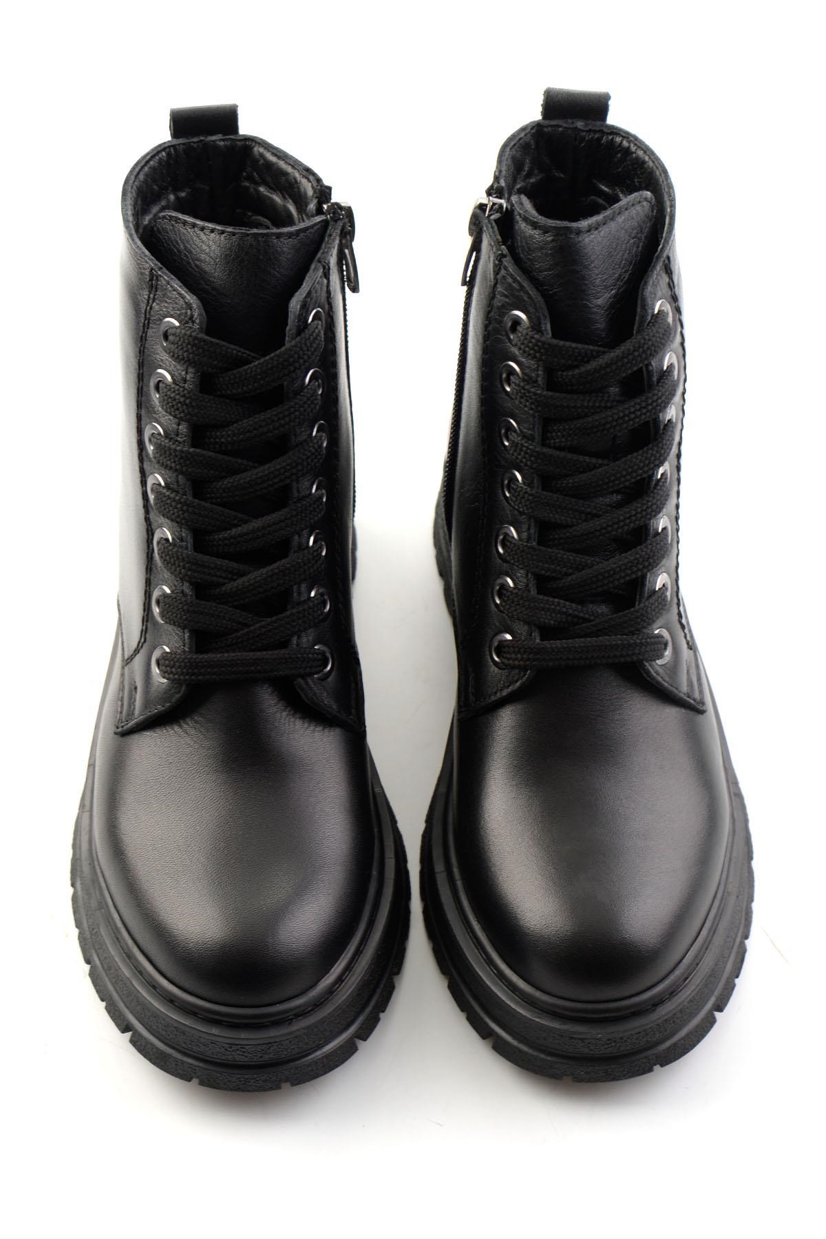 Siyah Hakiki Deri Kadın Bot & Bootie K02462014003