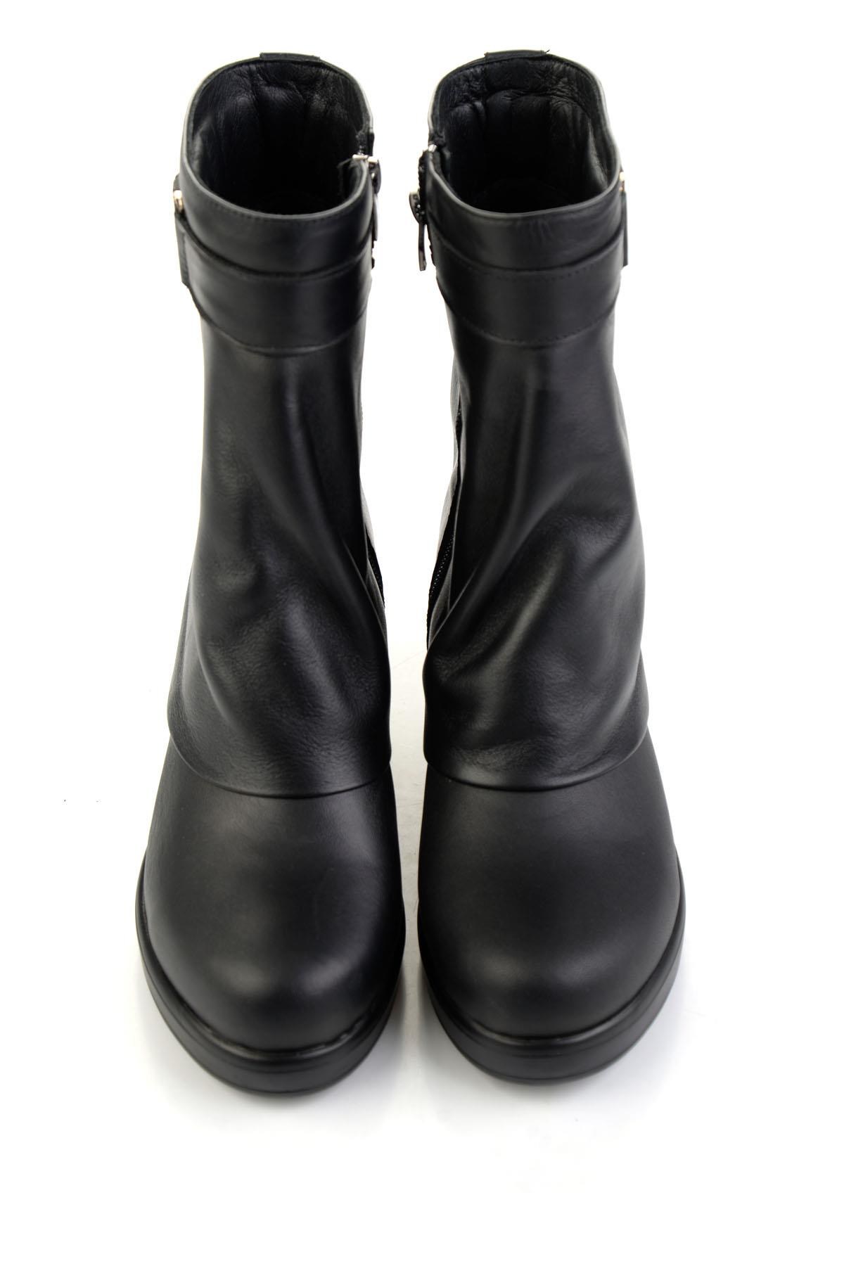 Siyah Hakiki Deri Kadın Bot & Bootie K02724360003