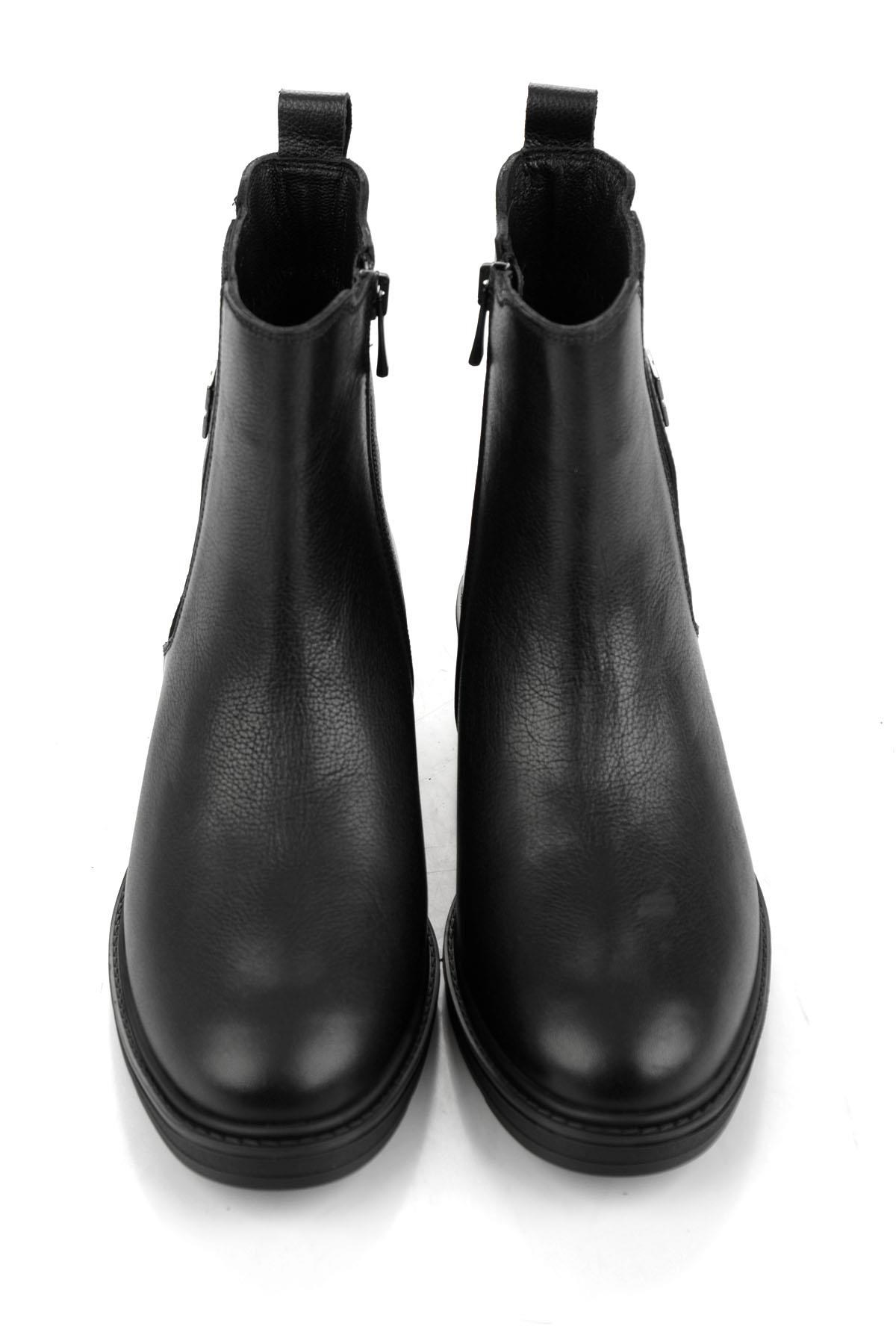 Siyah Hakiki Deri Kadın Bot & Bootie K02645012103