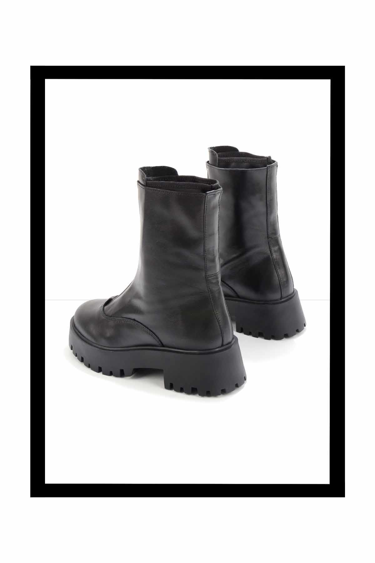 Siyah Hakiki Deri Kadın Bot & Bootie K02351314703