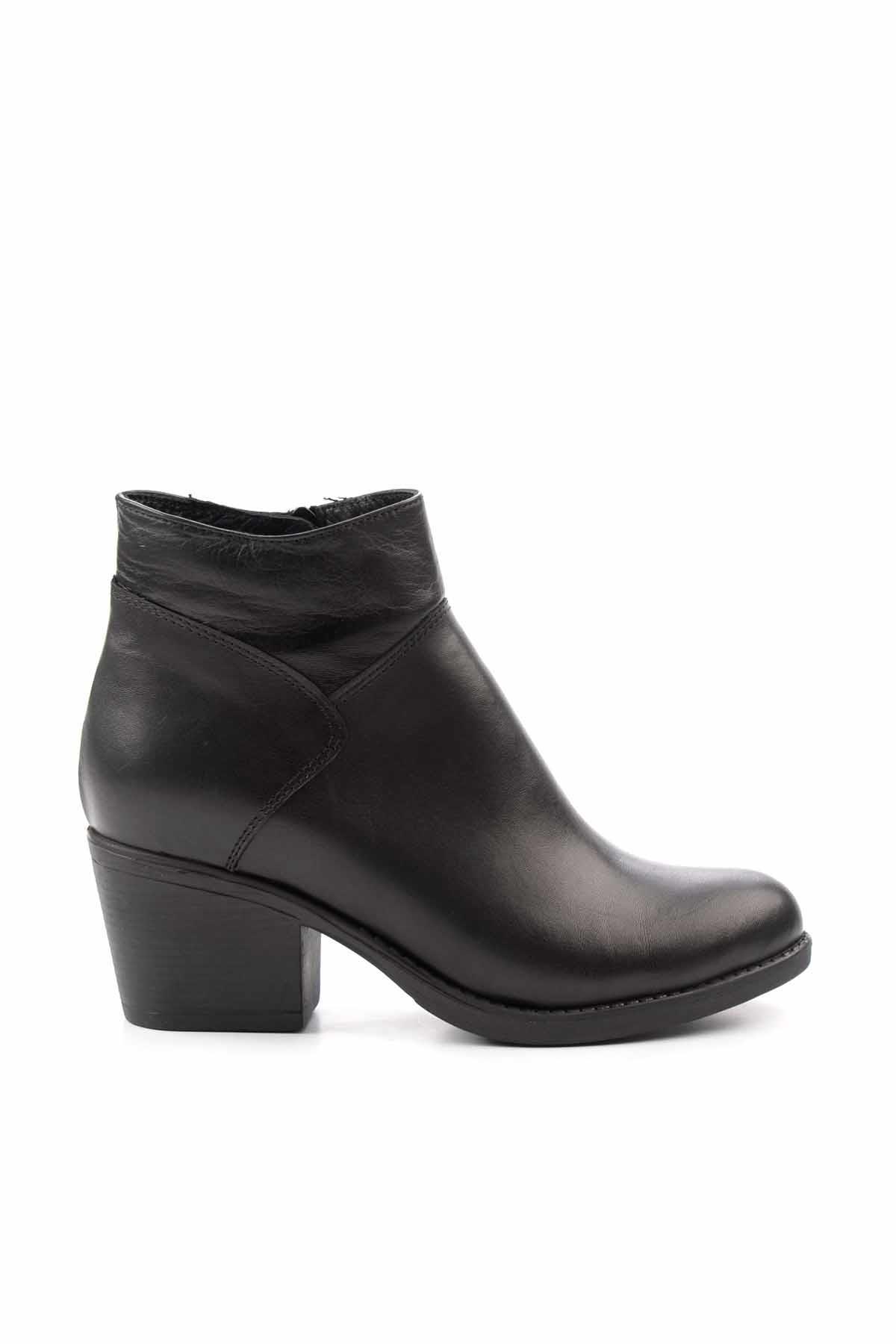 Siyah Hakiki Deri Kadın Bot & Bootie K02195102003
