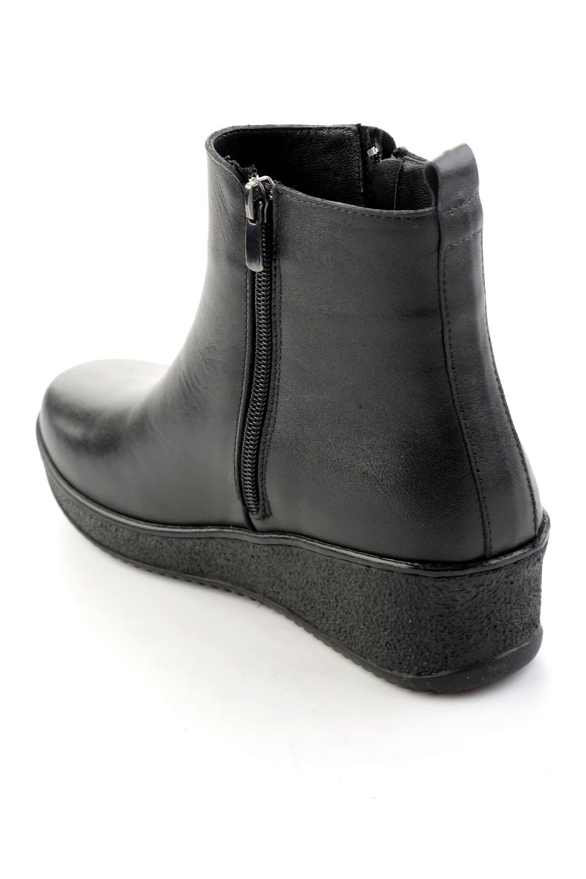 Siyah Hakiki Deri Kadın Bot & Bootie K02788222203
