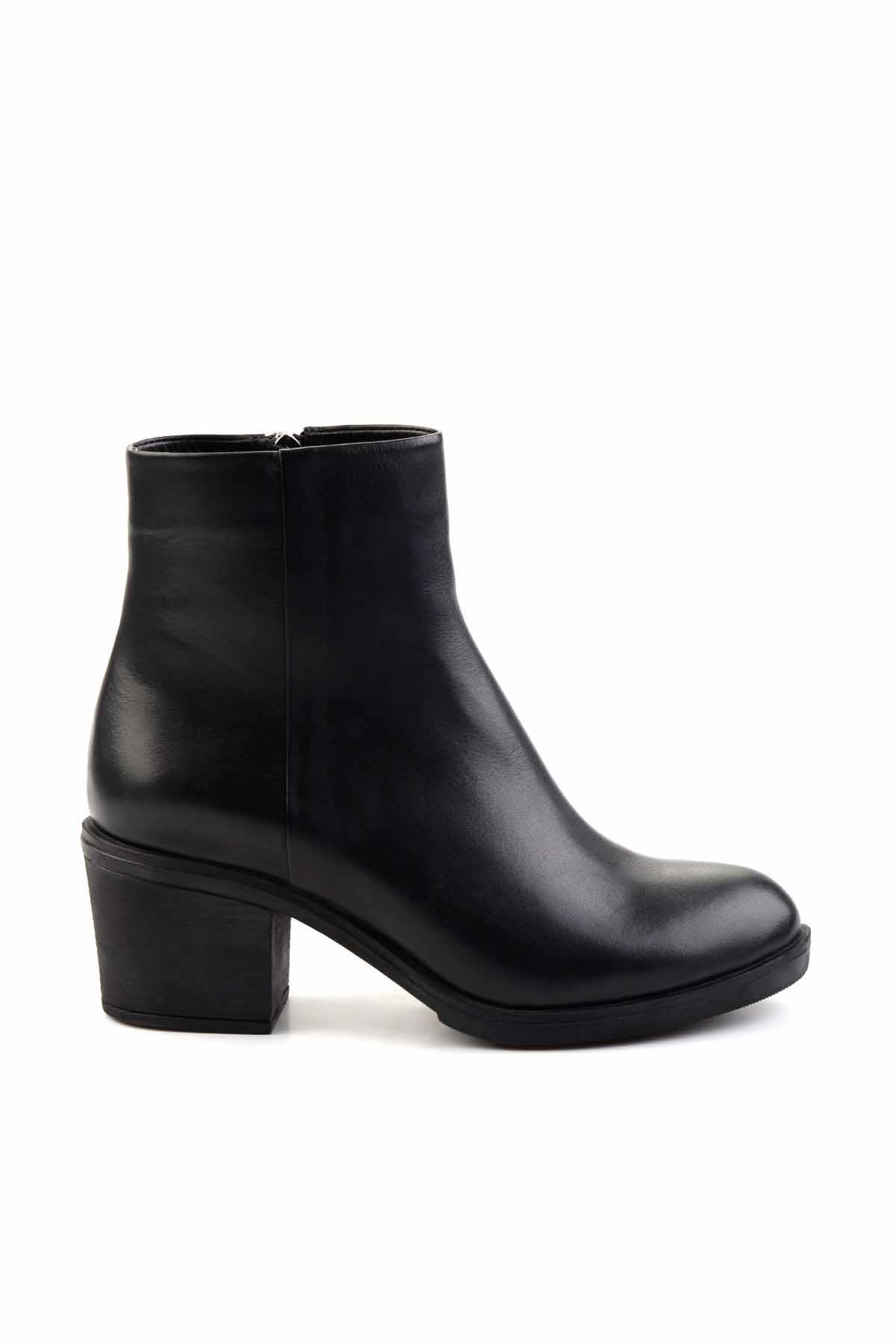 Siyah Hakiki Deri Kadın Bot & Bootie K02046010203