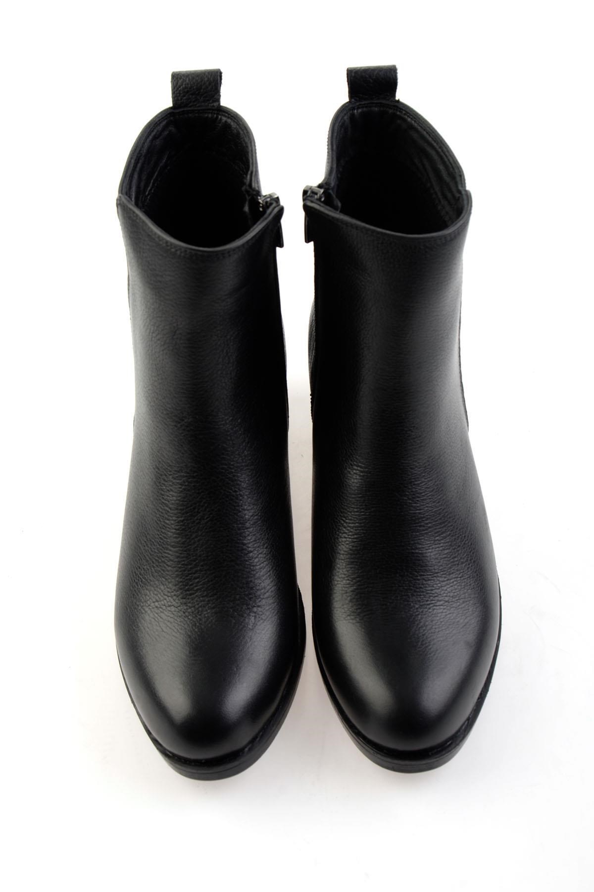 Siyah Hakiki Deri Kadın Bot & Bootie K02286001103