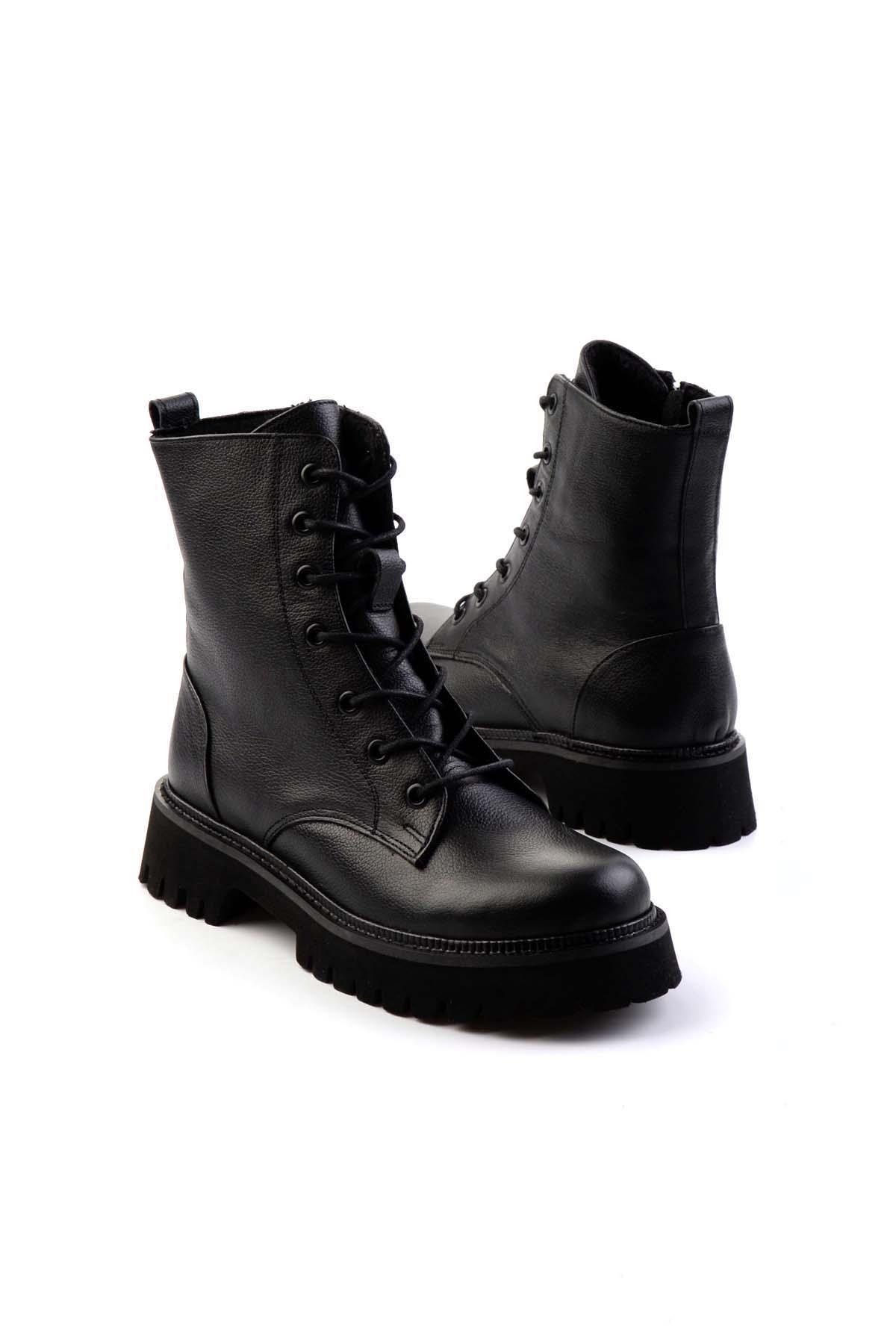 Siyah Hakiki Deri Kadın Bot & Bootie K02666420003