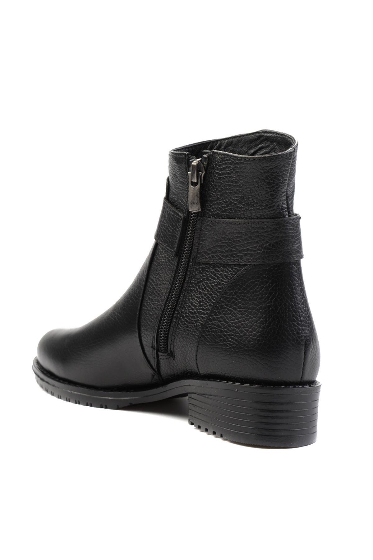 Siyah Hakiki Deri Kadın Bot & Bootie K02531049203