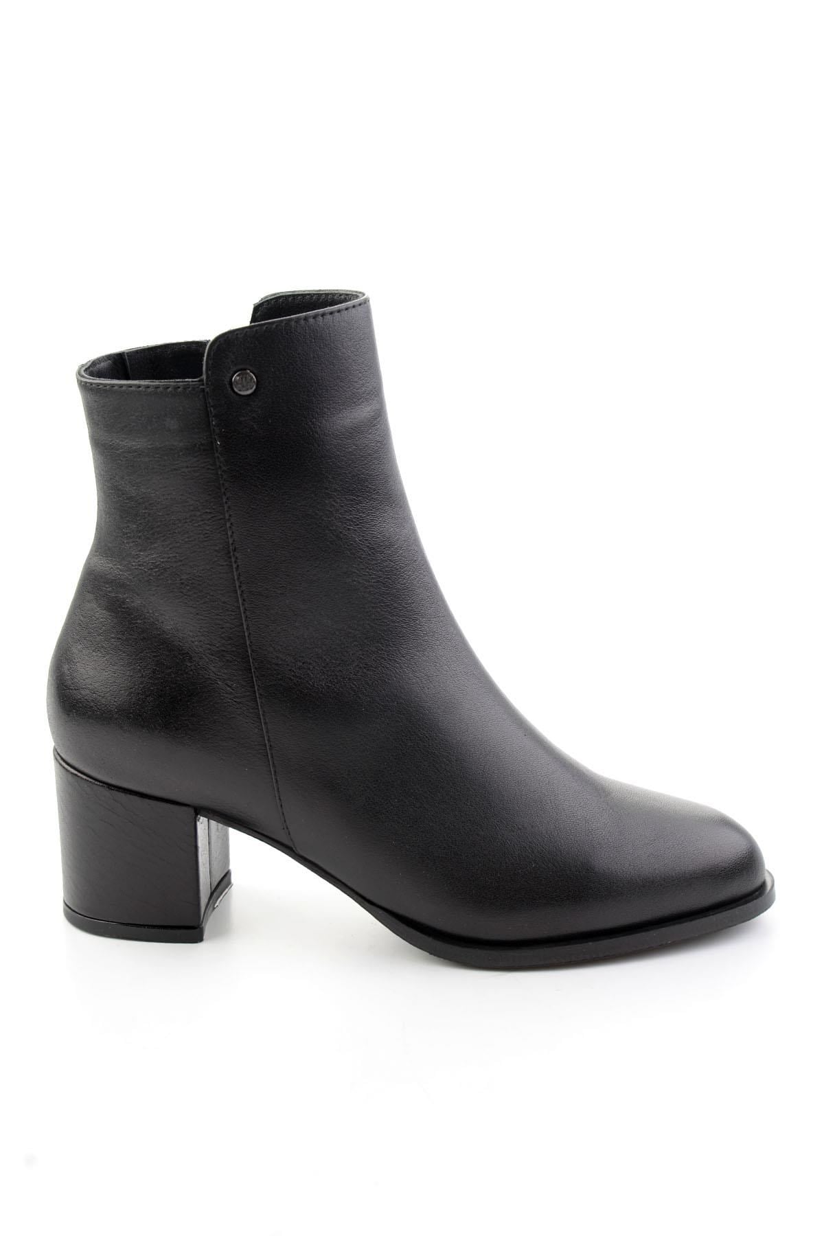 Siyah Hakiki Deri Kadın Bot & Bootie K02208020903