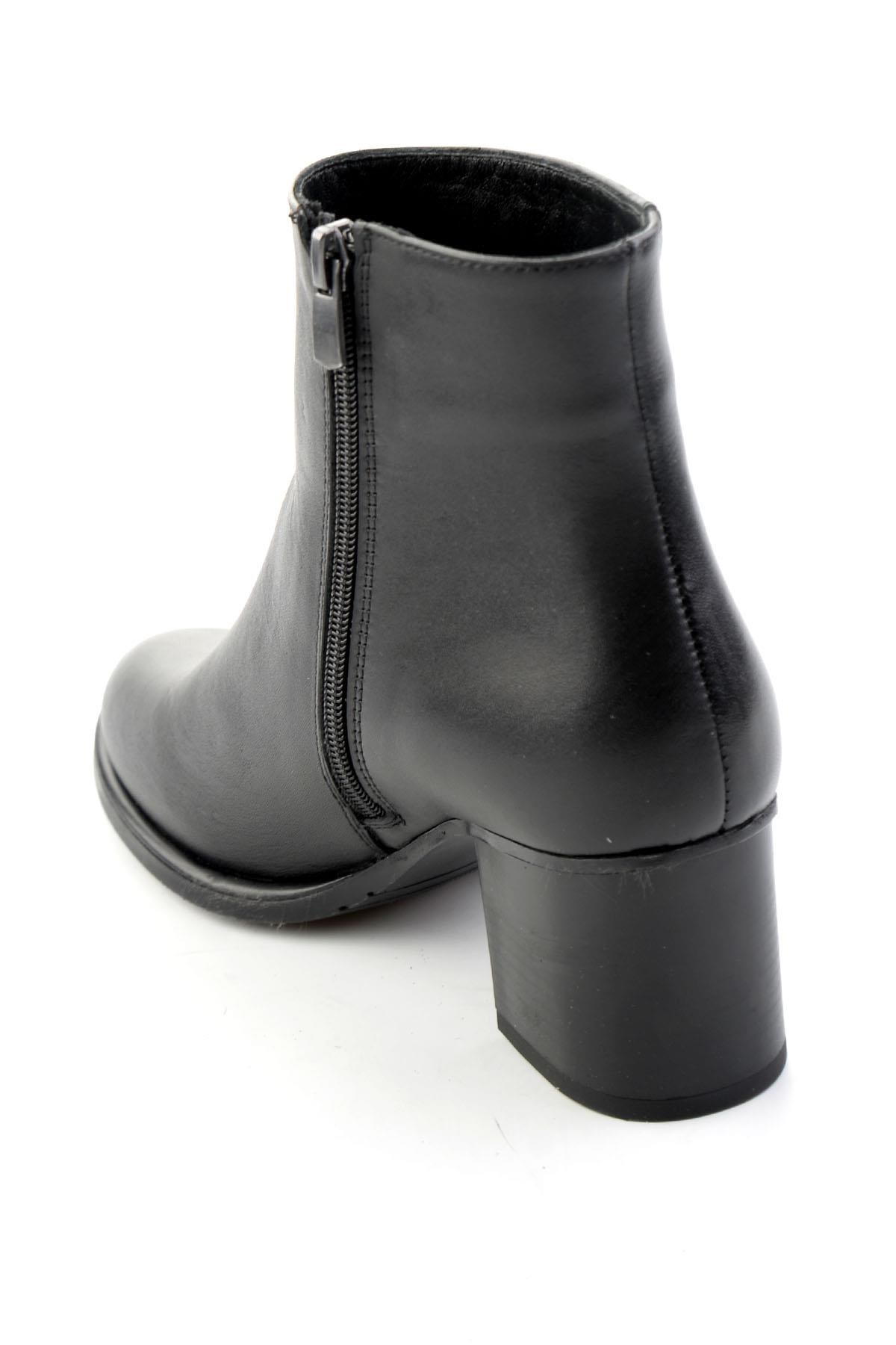 Siyah Hakiki Deri Kadın Bot & Bootie K02351322103