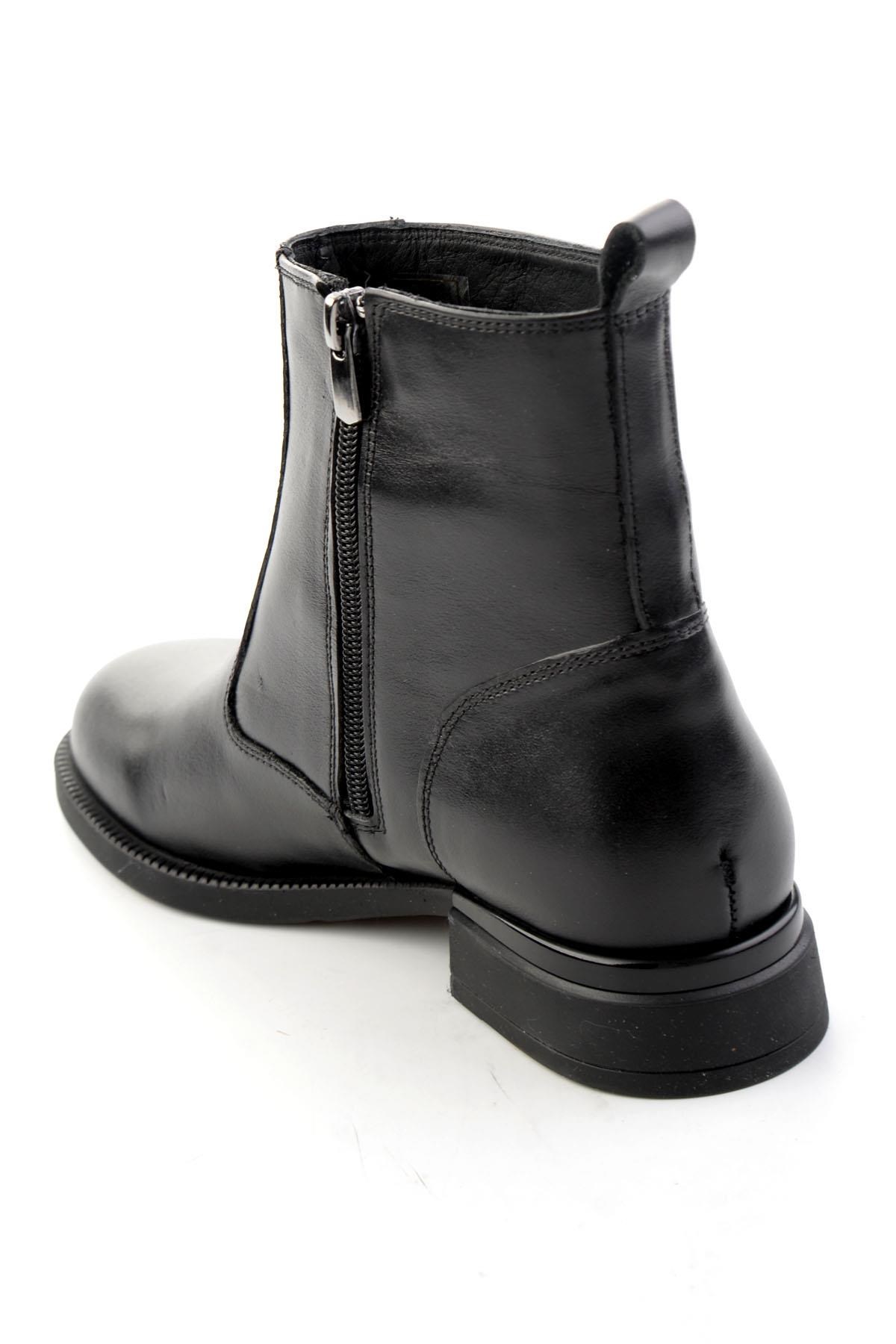 Siyah Hakiki Deri Kadın Bot & Bootie K02793222203