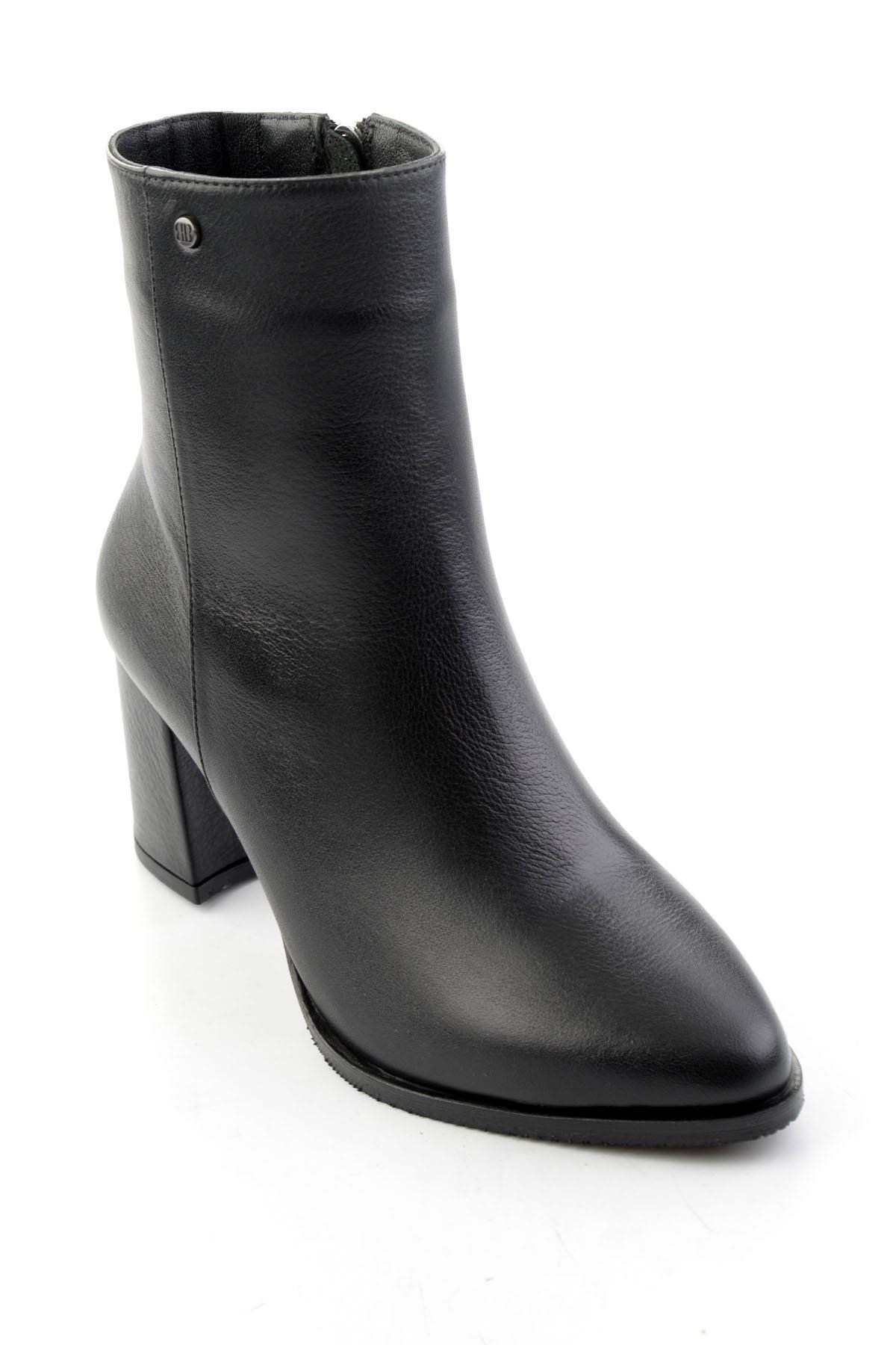 Siyah Hakiki Deri Kadın Bot & Bootie K02208562803