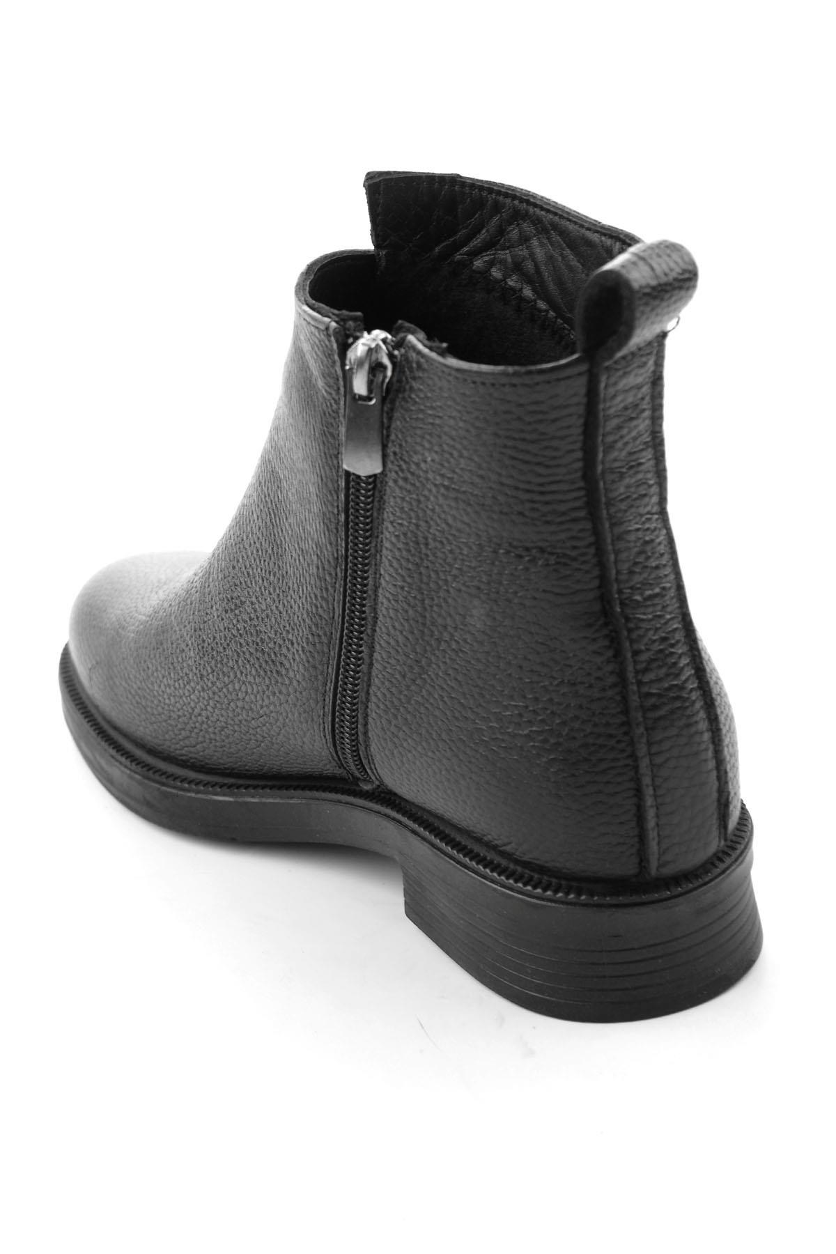 Siyah Hakiki Deri Kadın Bot & Bootie K02531207503
