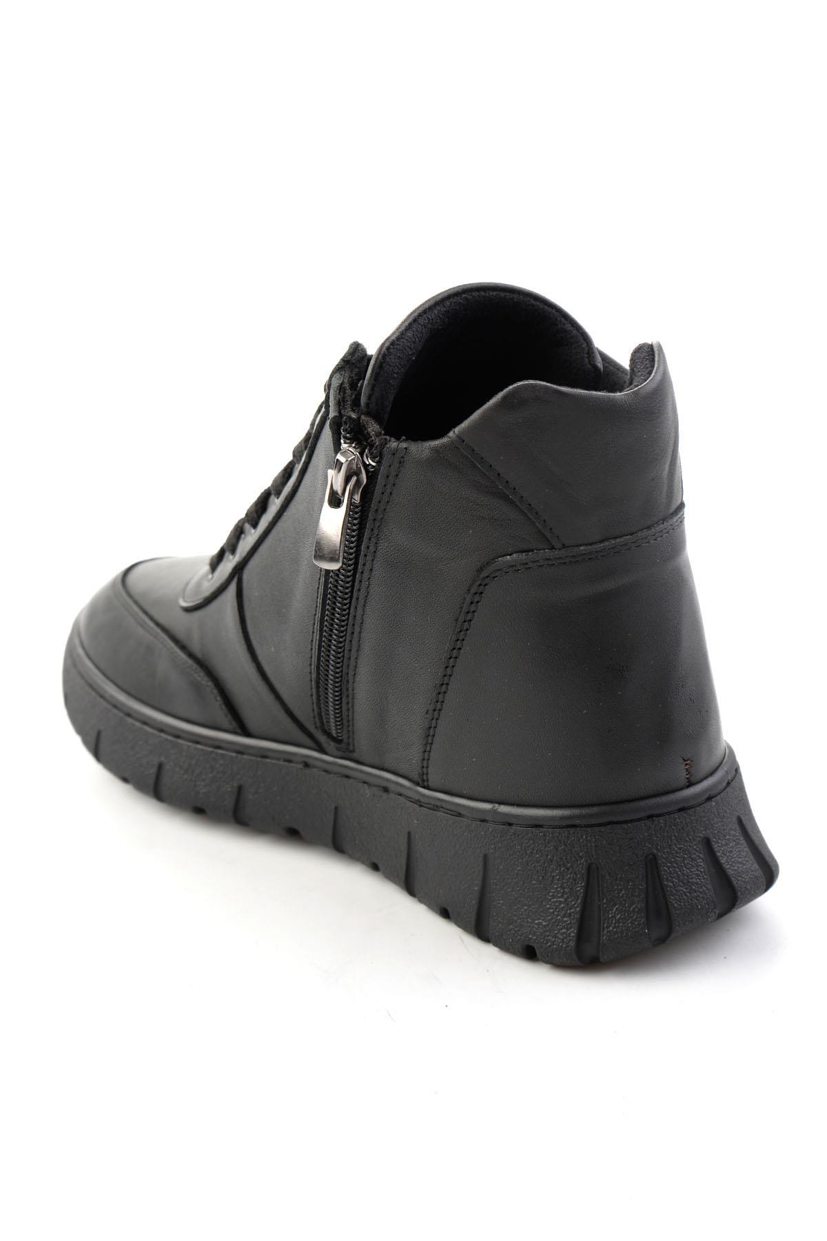 Siyah Hakiki Deri Kadın Bot & Bootie K02331200603