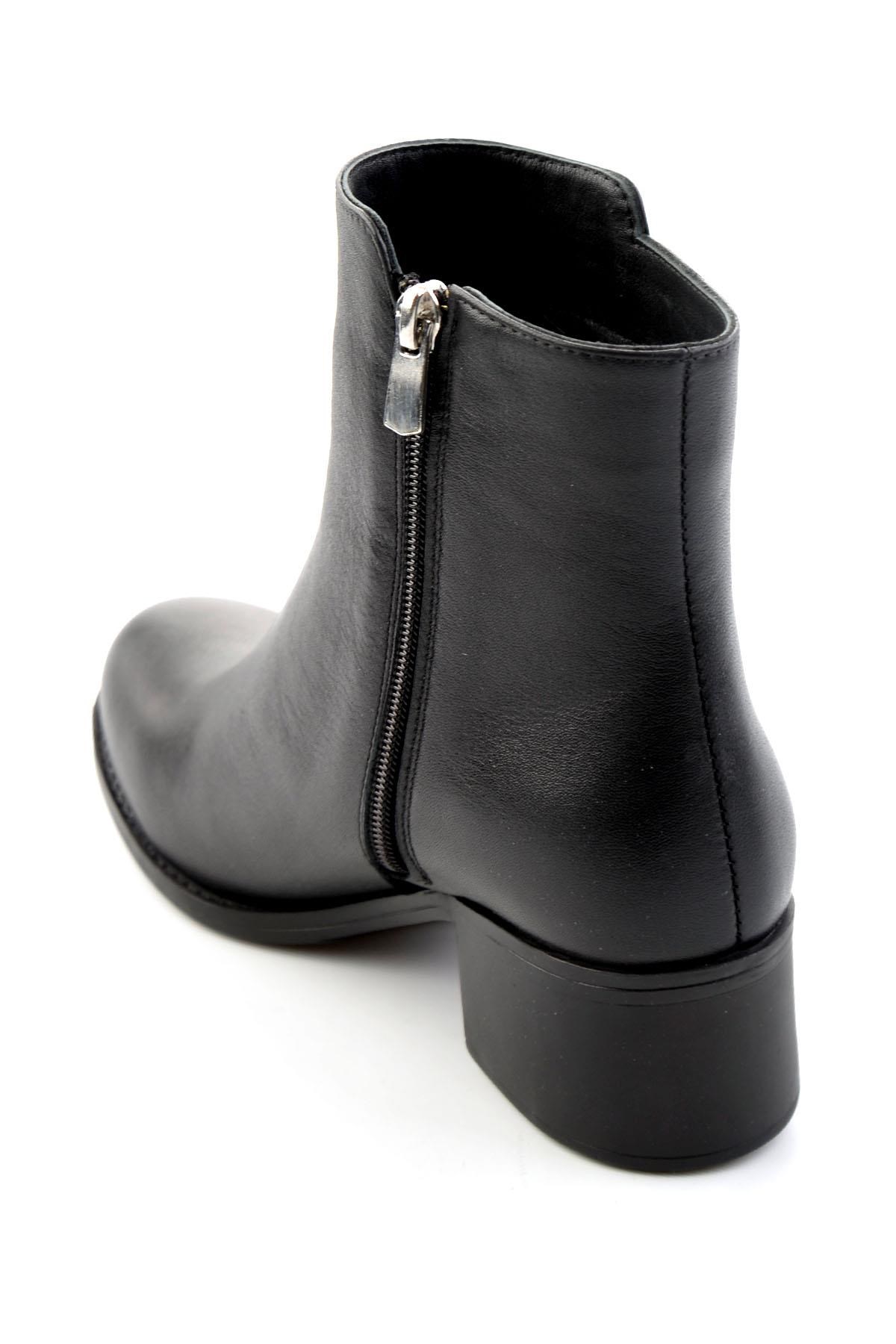 Siyah Hakiki Deri Kadın Bot & Bootie K02208291903