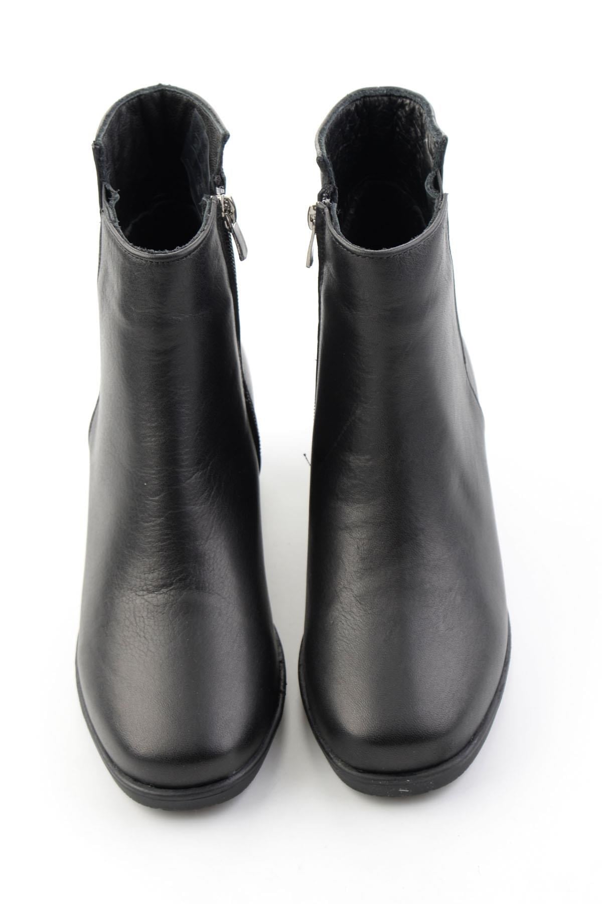 Siyah Hakiki Deri Kadın Bot & Bootie K02586301703