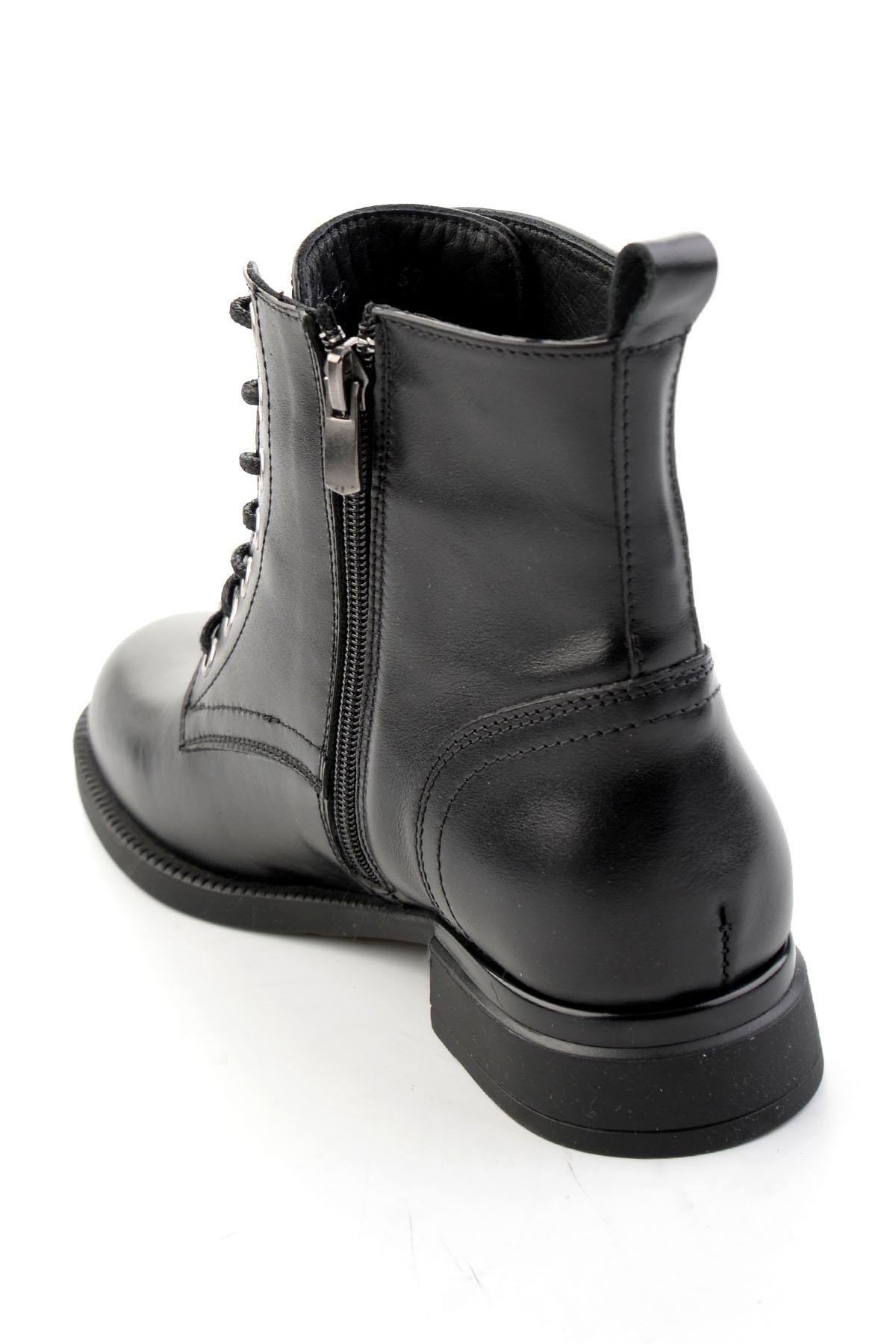Siyah Hakiki Deri Kadın Bot & Bootie K02793209203