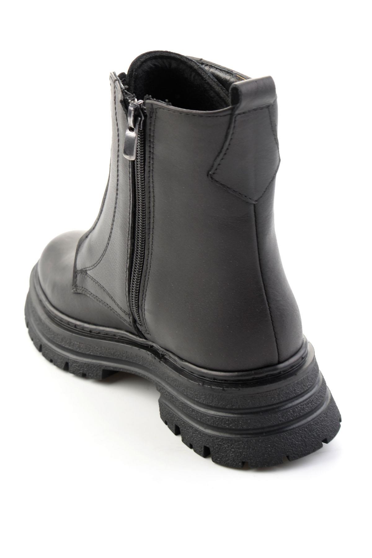 Siyah Hakiki Deri Kadın Bot & Bootie K02462089903