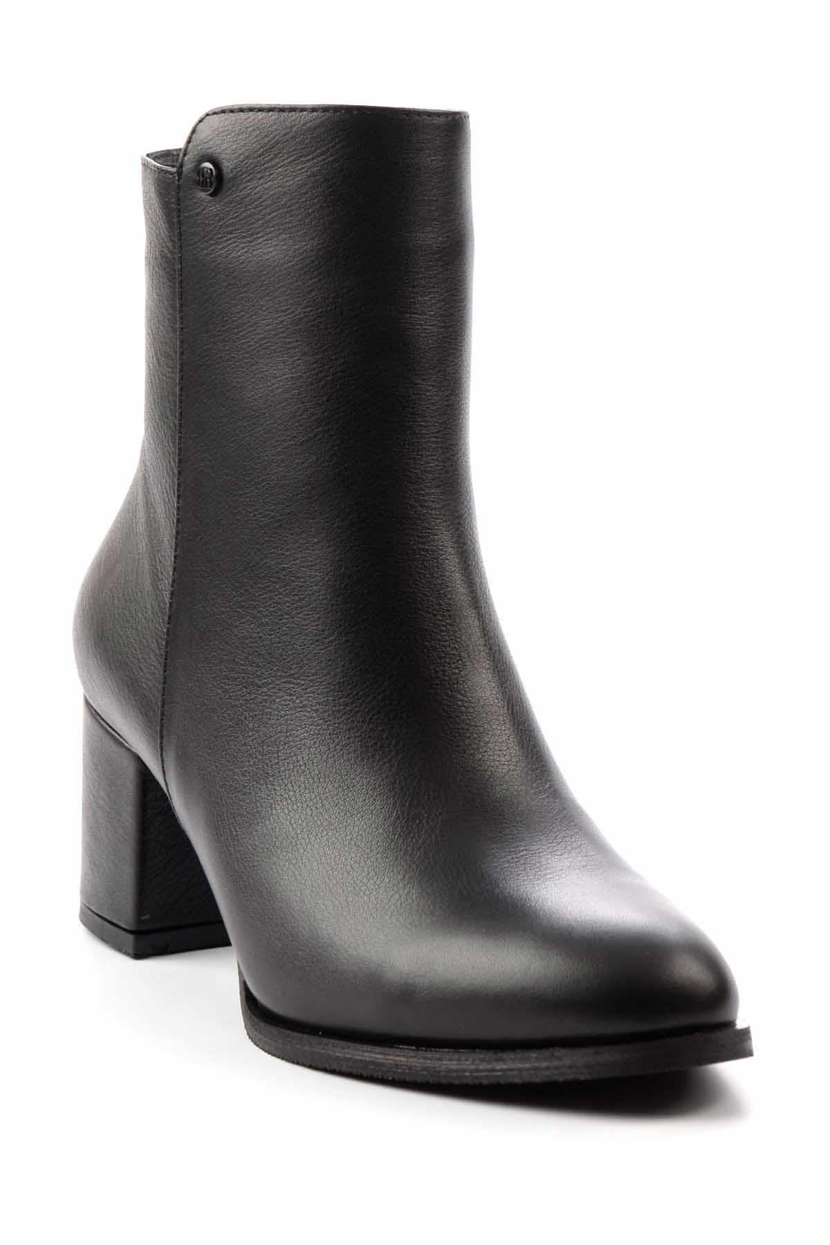 Siyah Hakiki Deri Kadın Bot & Bootie K02208020903