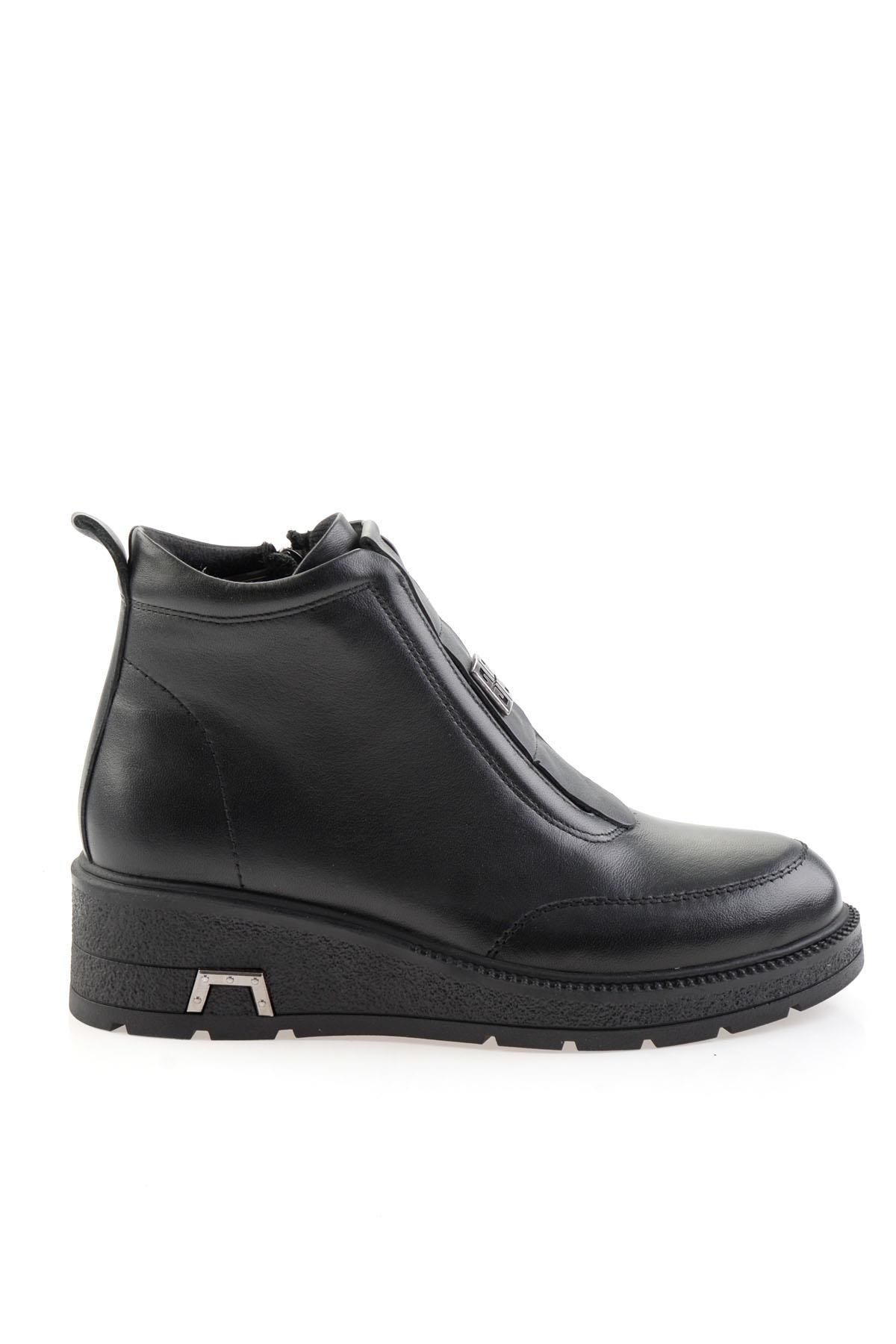 Siyah Hakiki Deri Kadın Bot & Bootie K02717251703