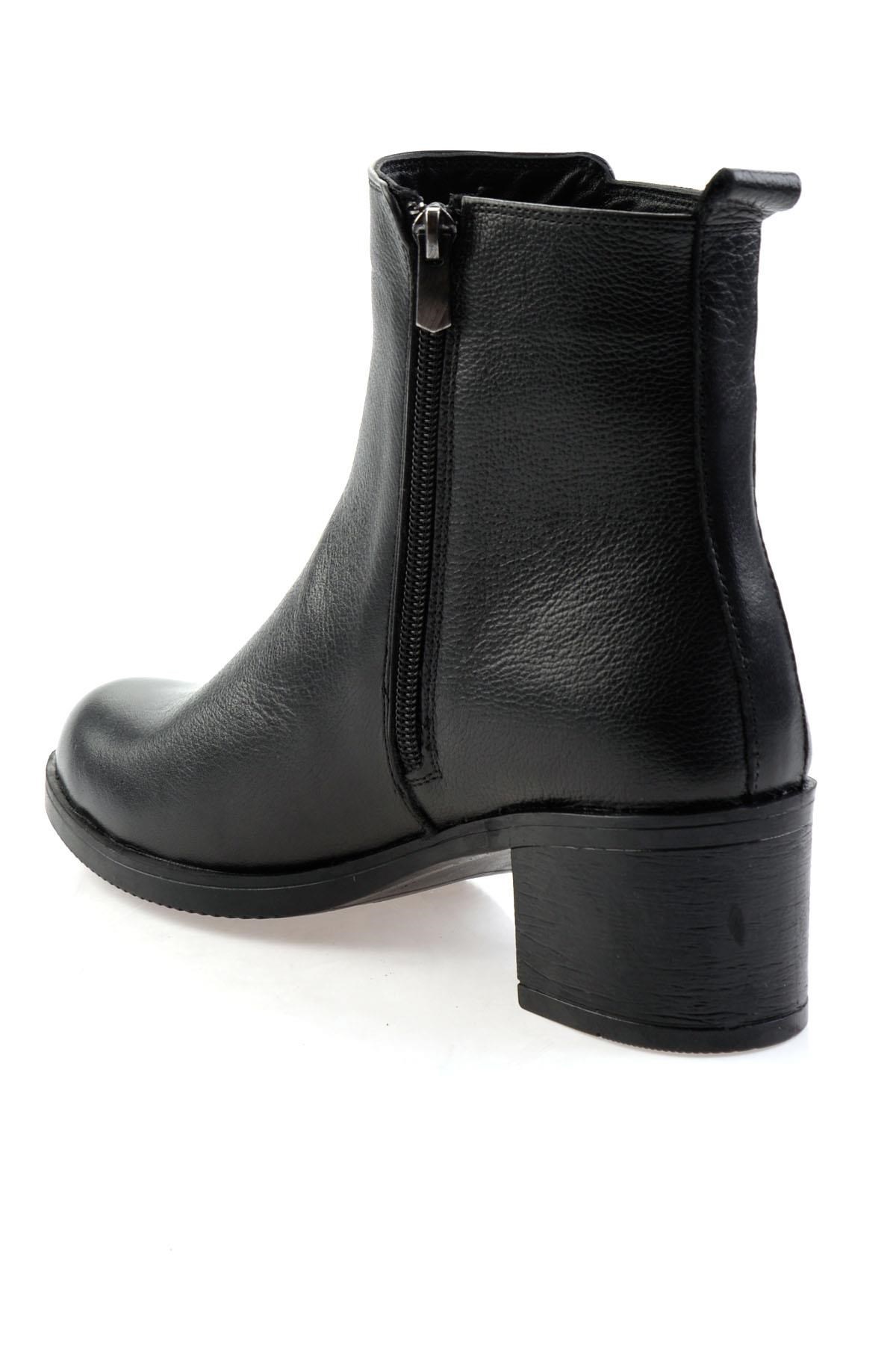 Siyah Hakiki Deri Kadın Bot & Bootie K02286001103