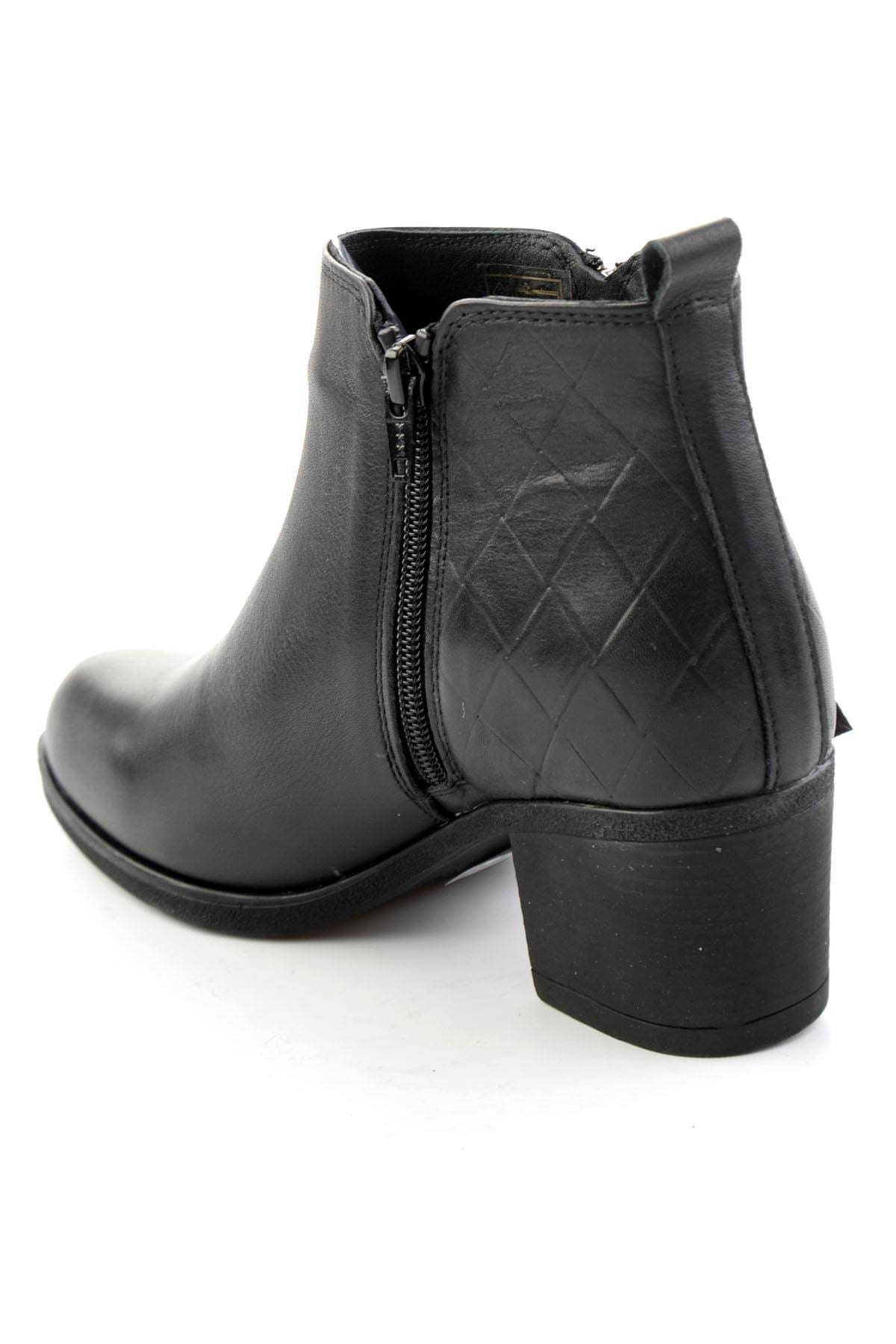 Siyah Hakiki Deri Kadın Bot & Bootie K02750043103