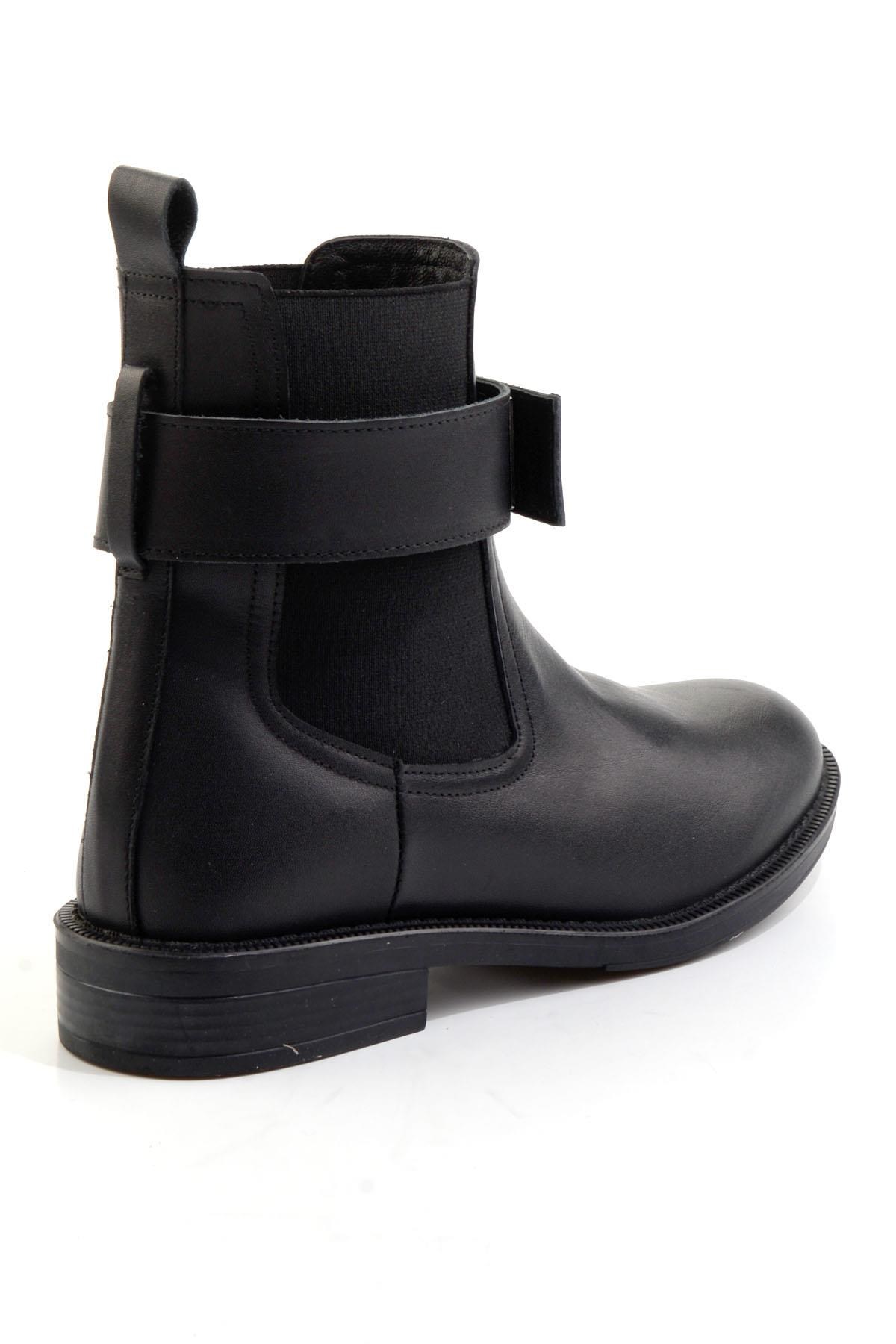 Siyah Hakiki Deri Kadın Bot & Bootie K02724259003