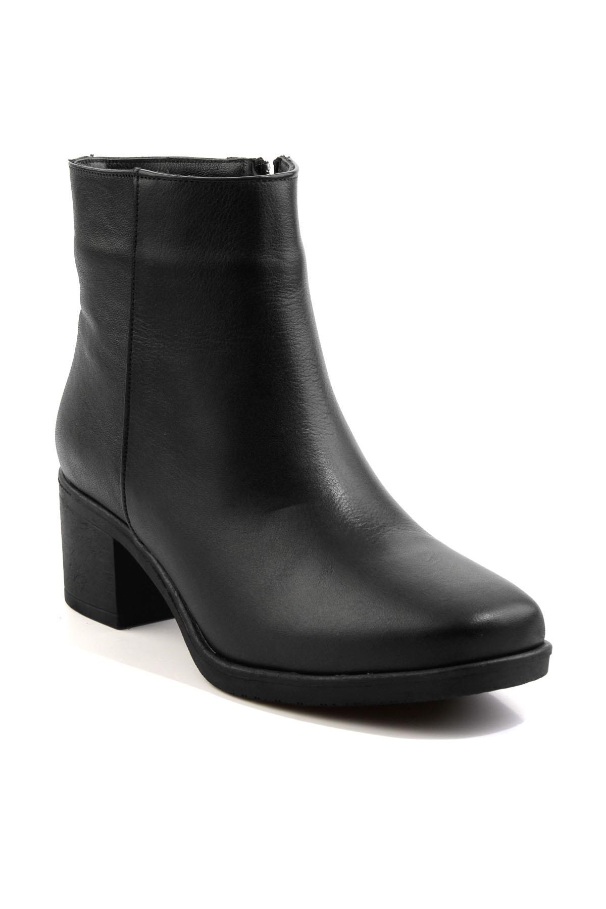 Siyah Hakiki Deri Kadın Bot & Bootie K02586082503