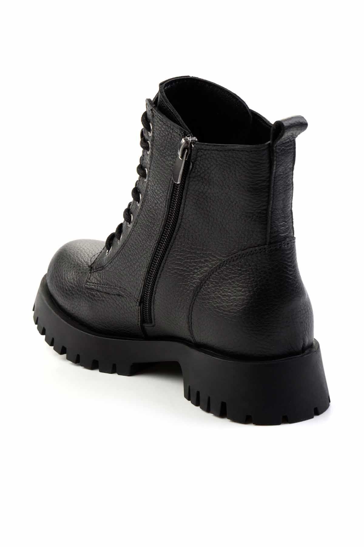 Siyah Hakiki Deri Kadın Bot & Bootie K02028800803