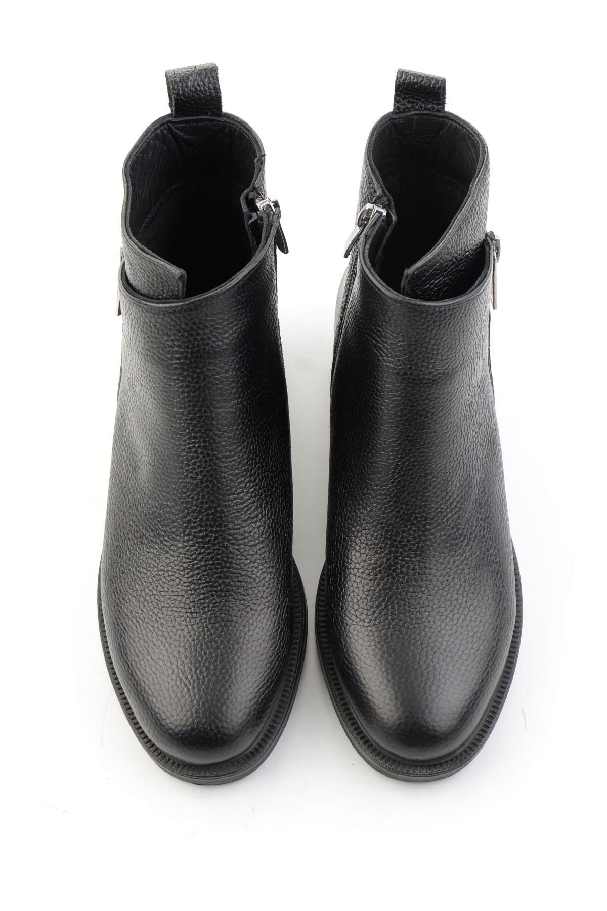 Siyah Hakiki Deri Kadın Bot & Bootie K02531207503