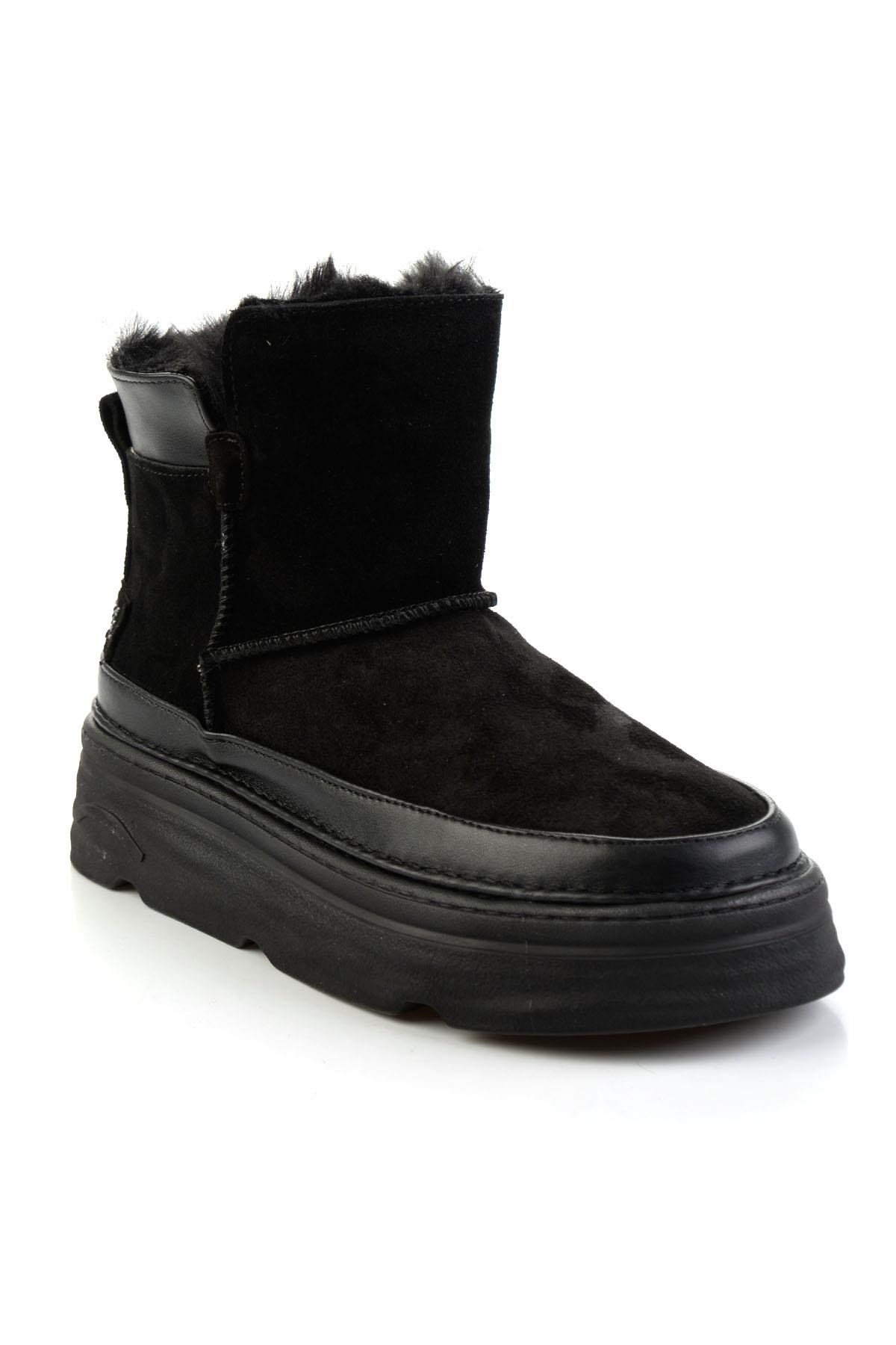 Siyah Hakiki Deri Kadın Bot & Bootie K02748100502