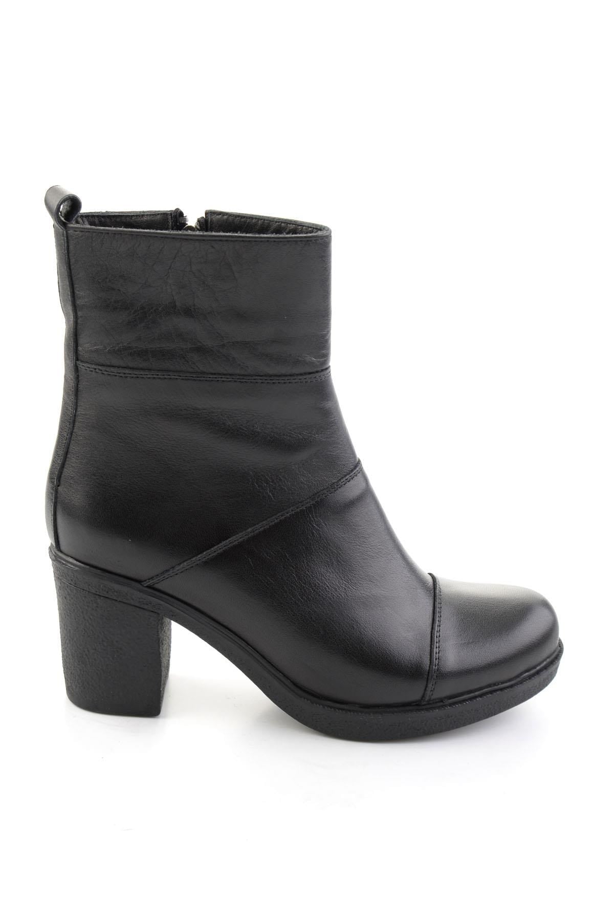 Siyah Hakiki Deri Kadın Bot & Bootie K02586994603