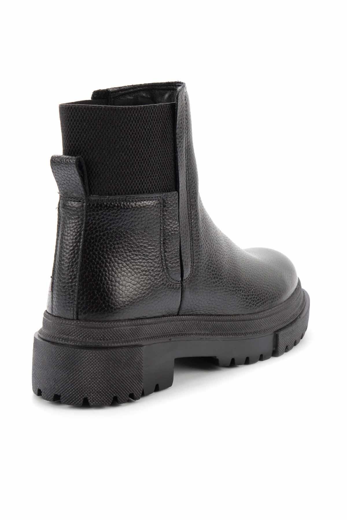 Siyah Hakiki Deri Kadın Bot & Bootie K02724300003