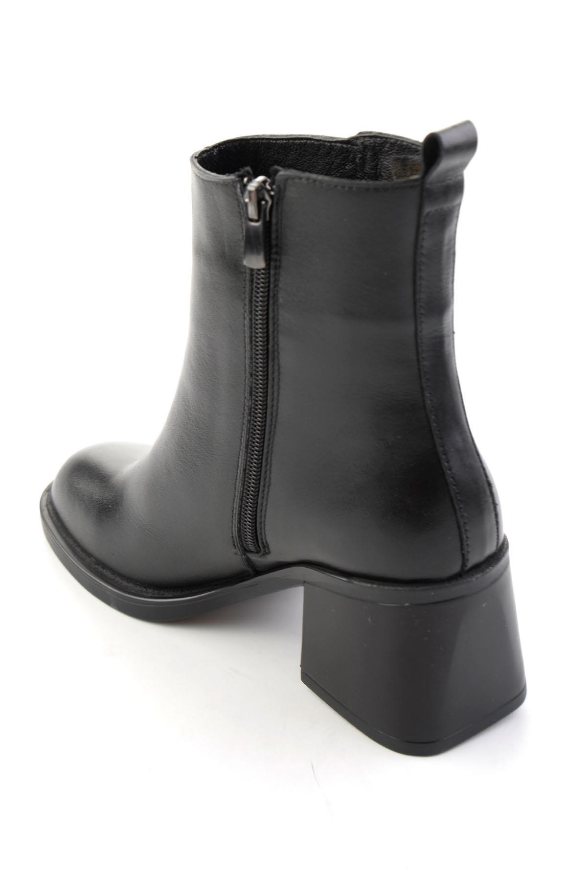 Siyah Hakiki Deri Kadın Bot & Bootie K02788002003