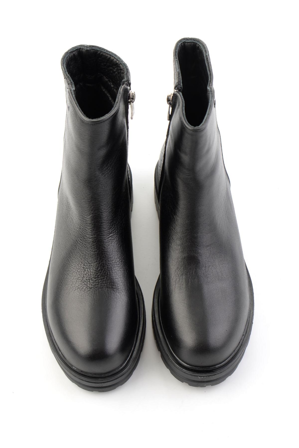 Siyah Hakiki Deri Kadın Bot & Bootie K02586777703