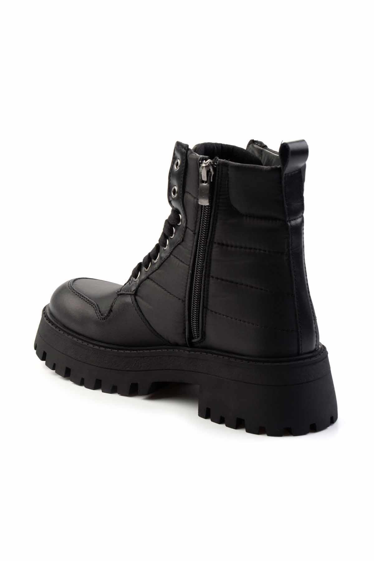 Siyah Hakiki Deri Kadın Bot & Bootie K02351320503