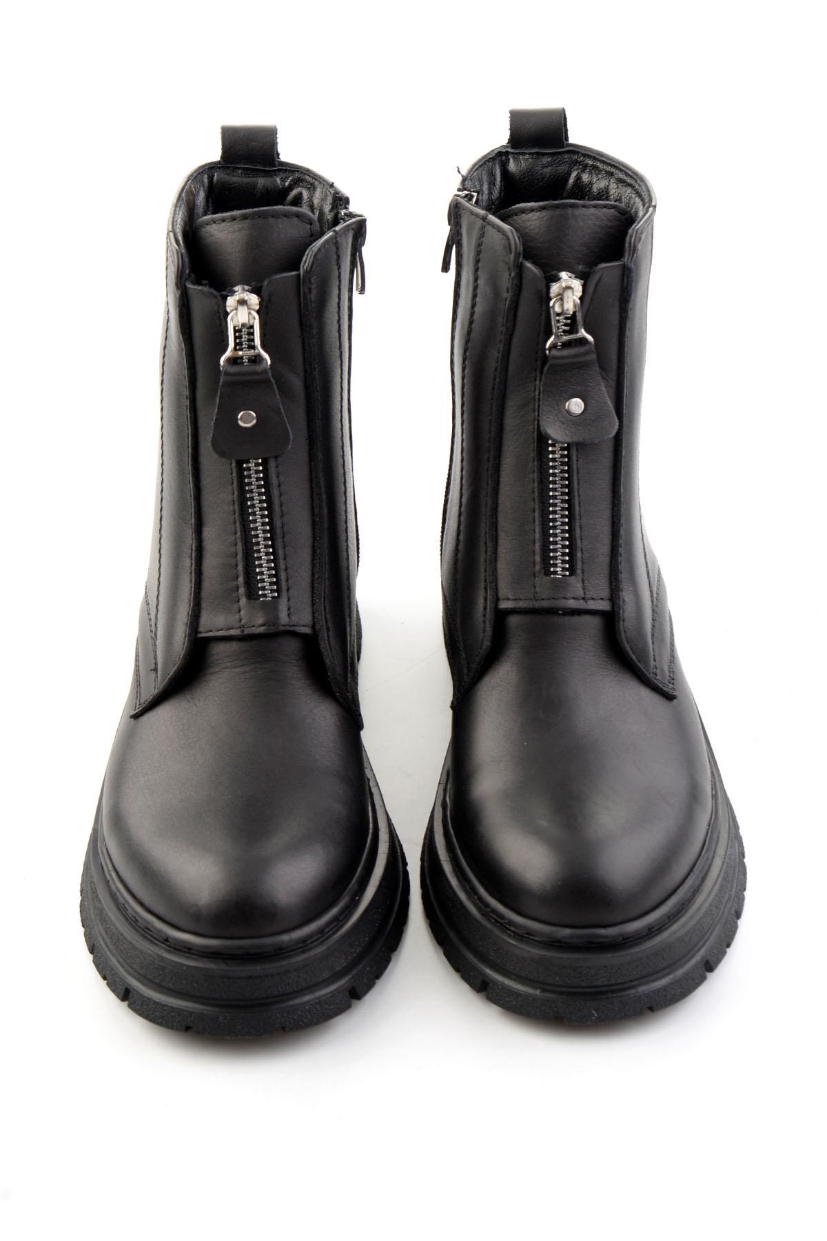 Siyah Hakiki Deri Kadın Bot & Bootie K02462089903