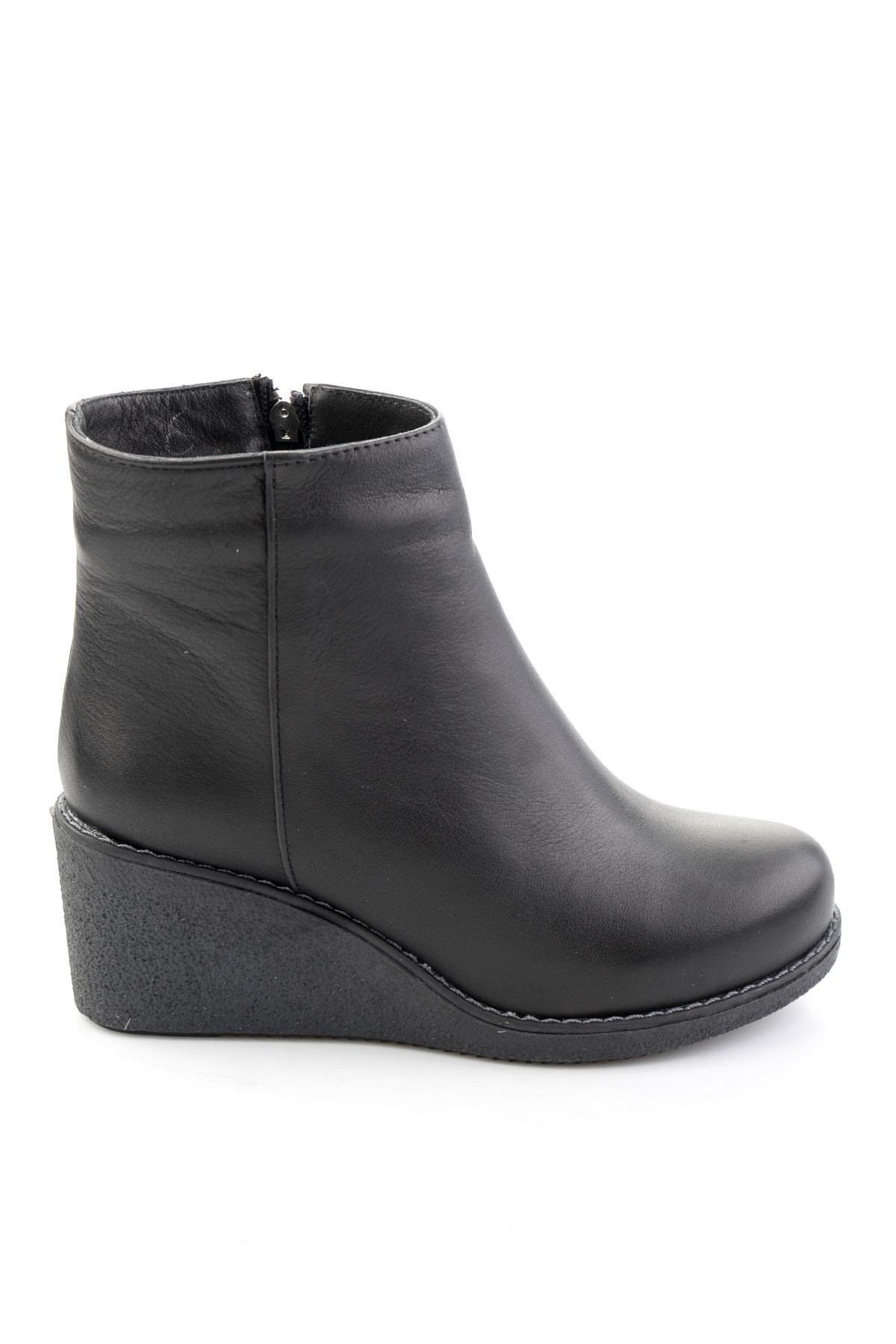 Siyah Hakiki Deri Kadın Bot & Bootie K02586666603