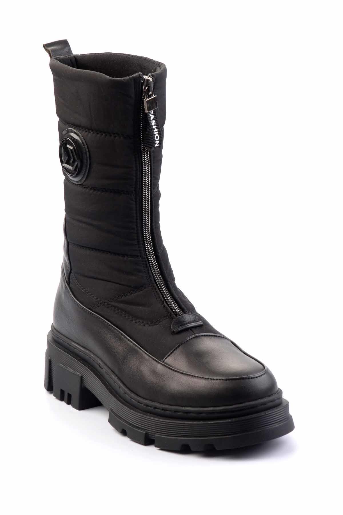 Siyah Hakiki Deri Kadın Bot & Bootie K02724986603