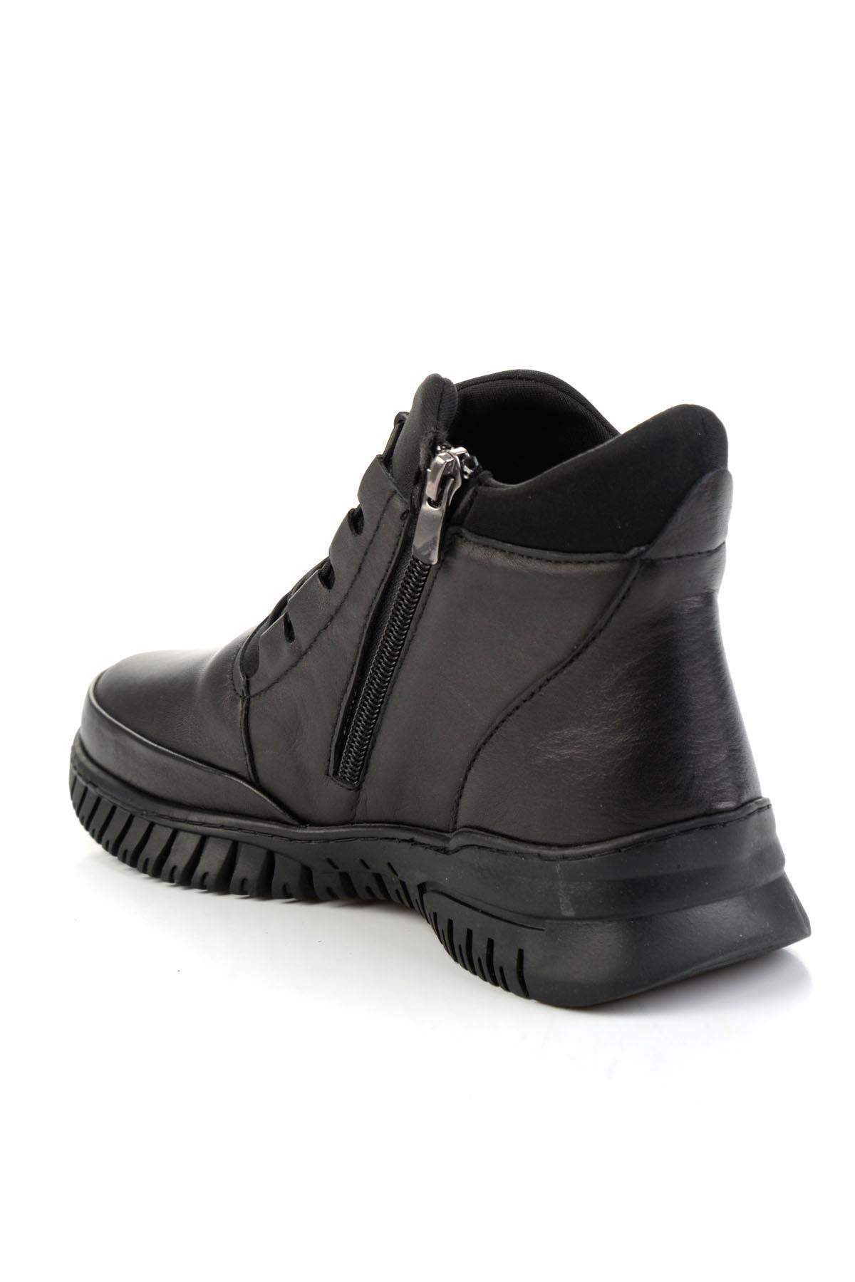 Siyah Hakiki Deri Kadın Bot & Bootie K02462040603