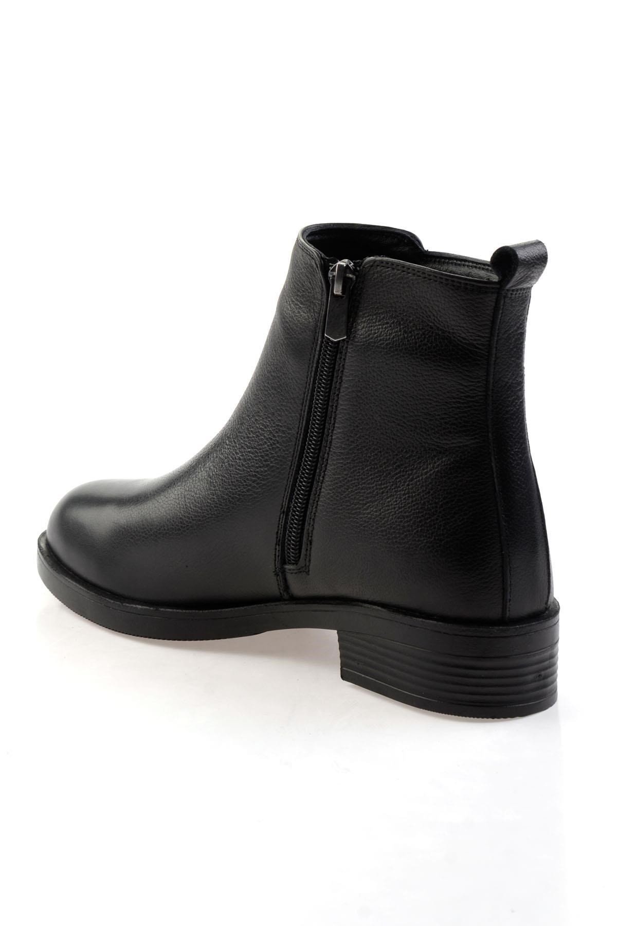 Siyah Hakiki Deri Kadın Bot & Bootie K02286011103