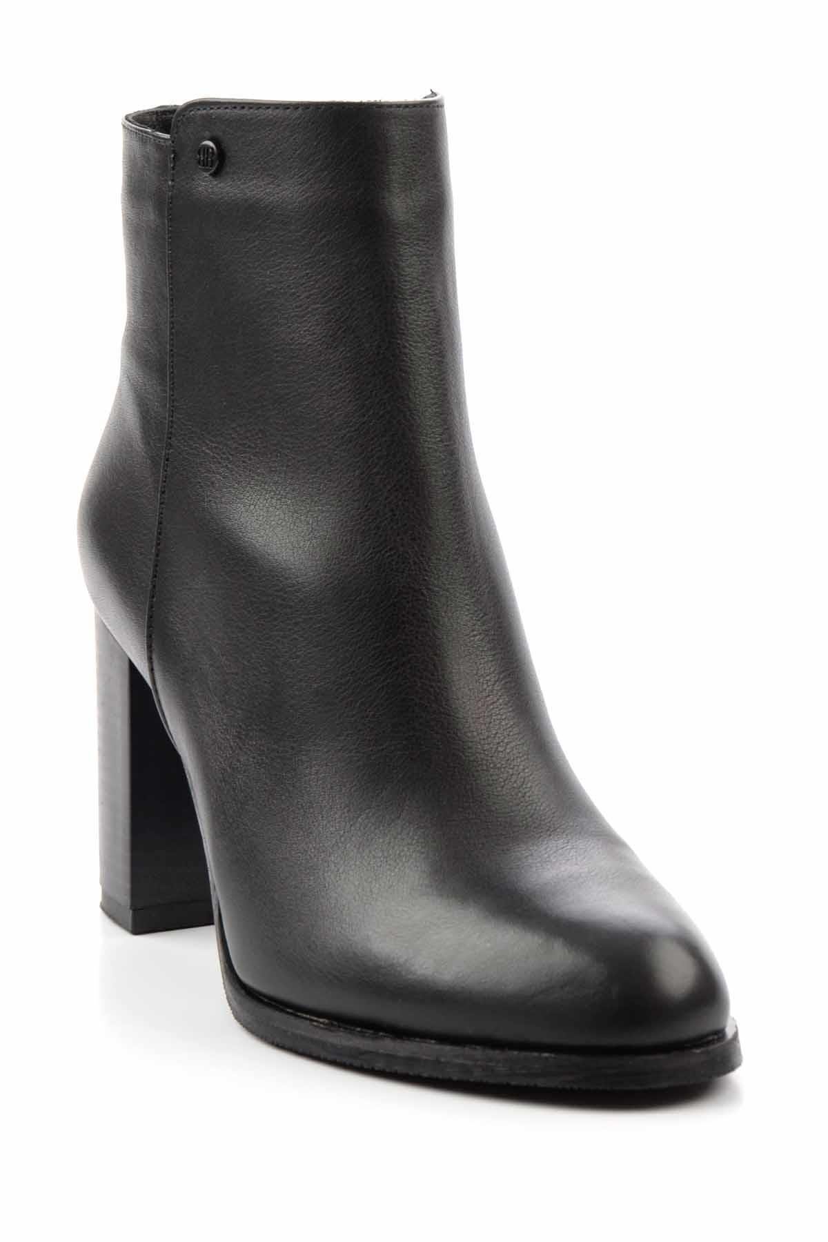 Siyah Hakiki Deri Kadın Bot & Bootie K02208021103