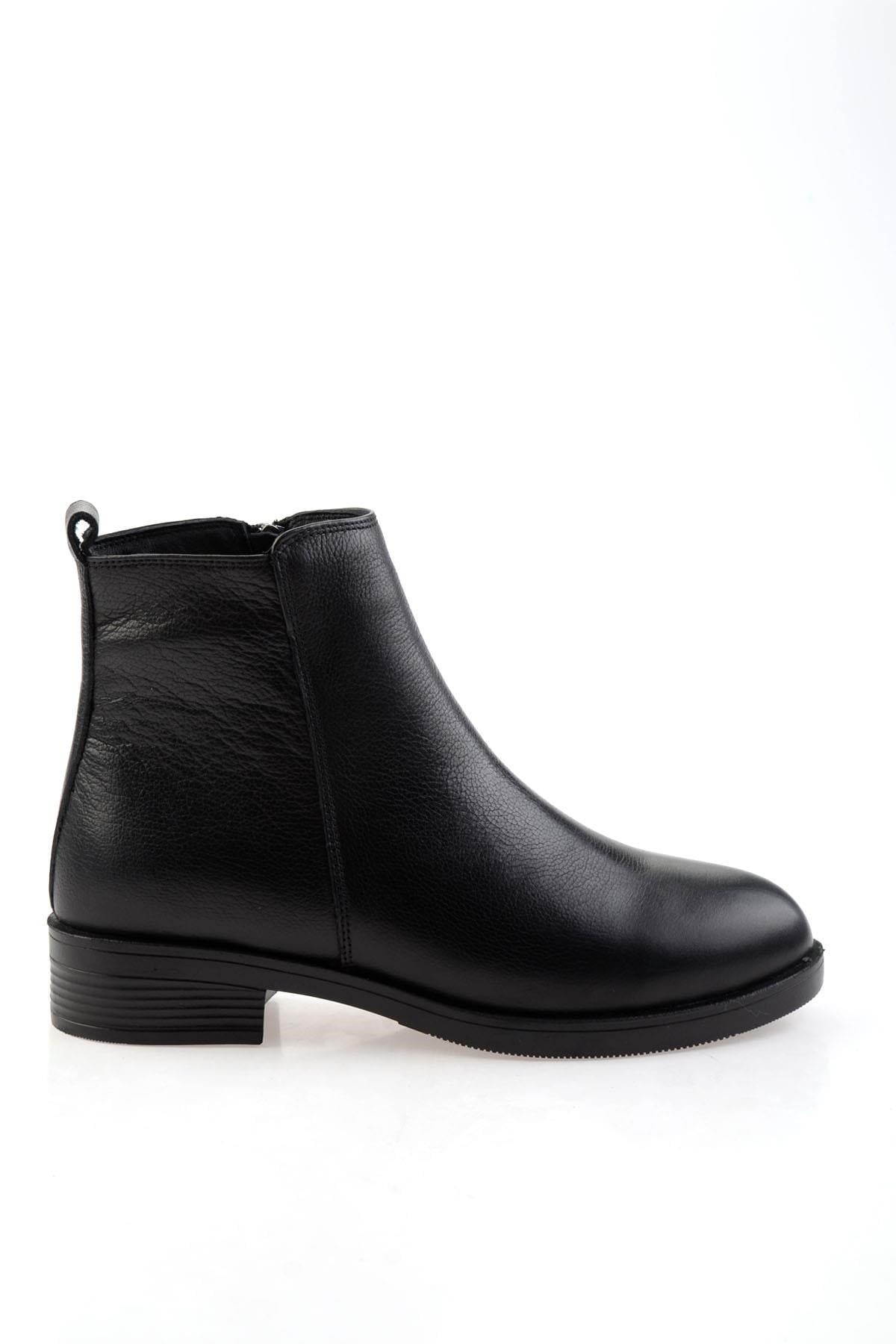 Siyah Hakiki Deri Kadın Bot & Bootie K02286011103