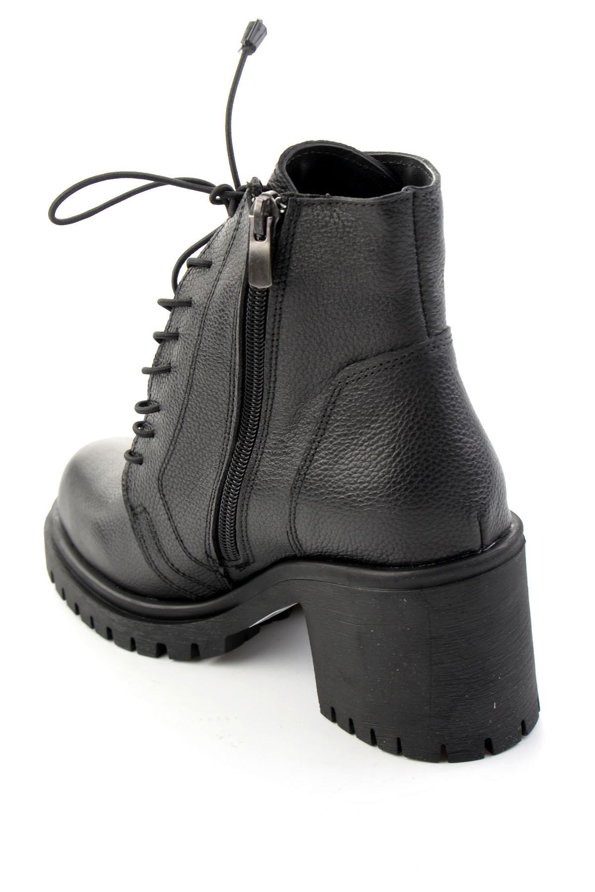 Siyah Hakiki Deri Kadın Bot & Bootie K02040230303