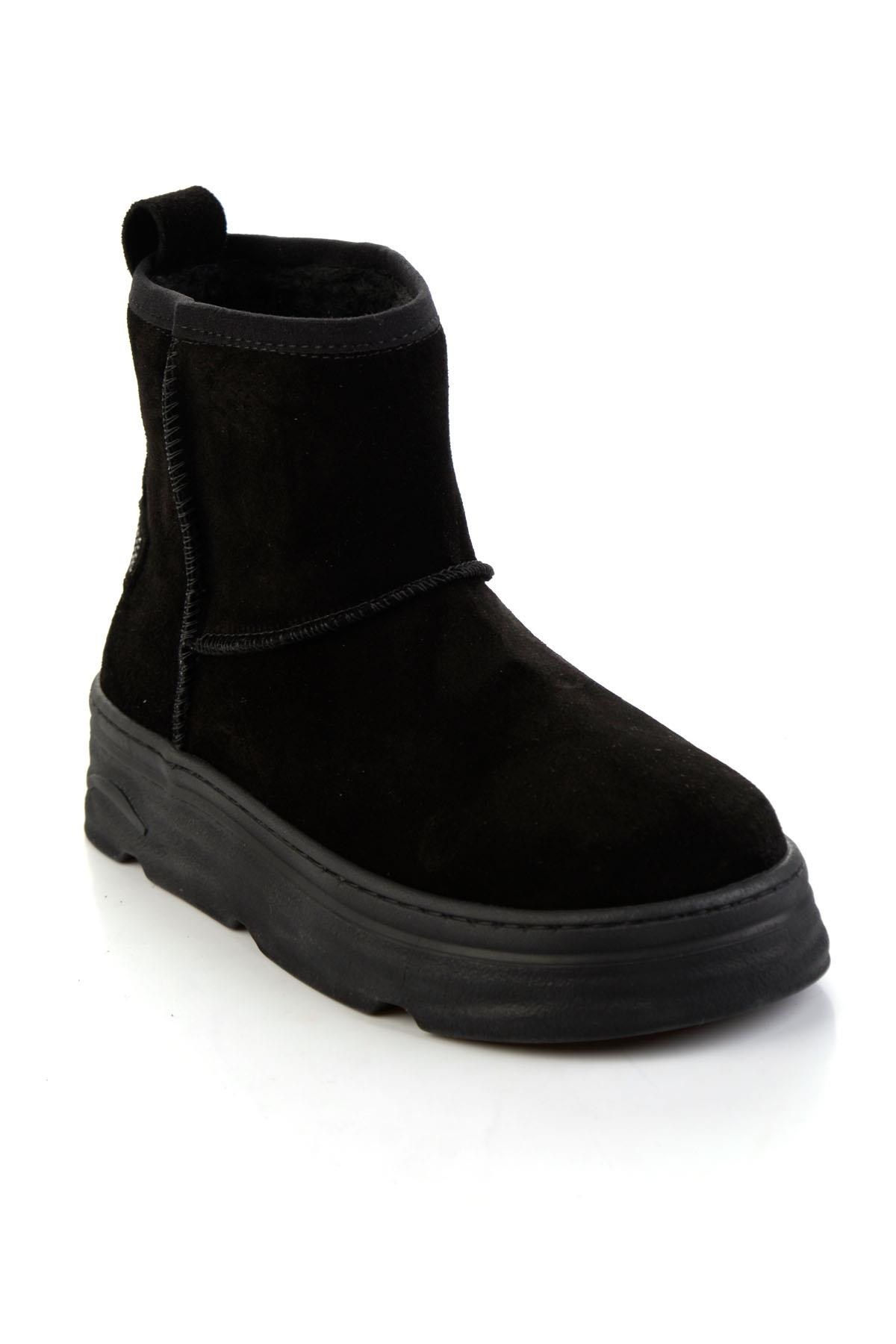 Siyah Hakiki Deri Kadın Bot & Bootie K02748100602