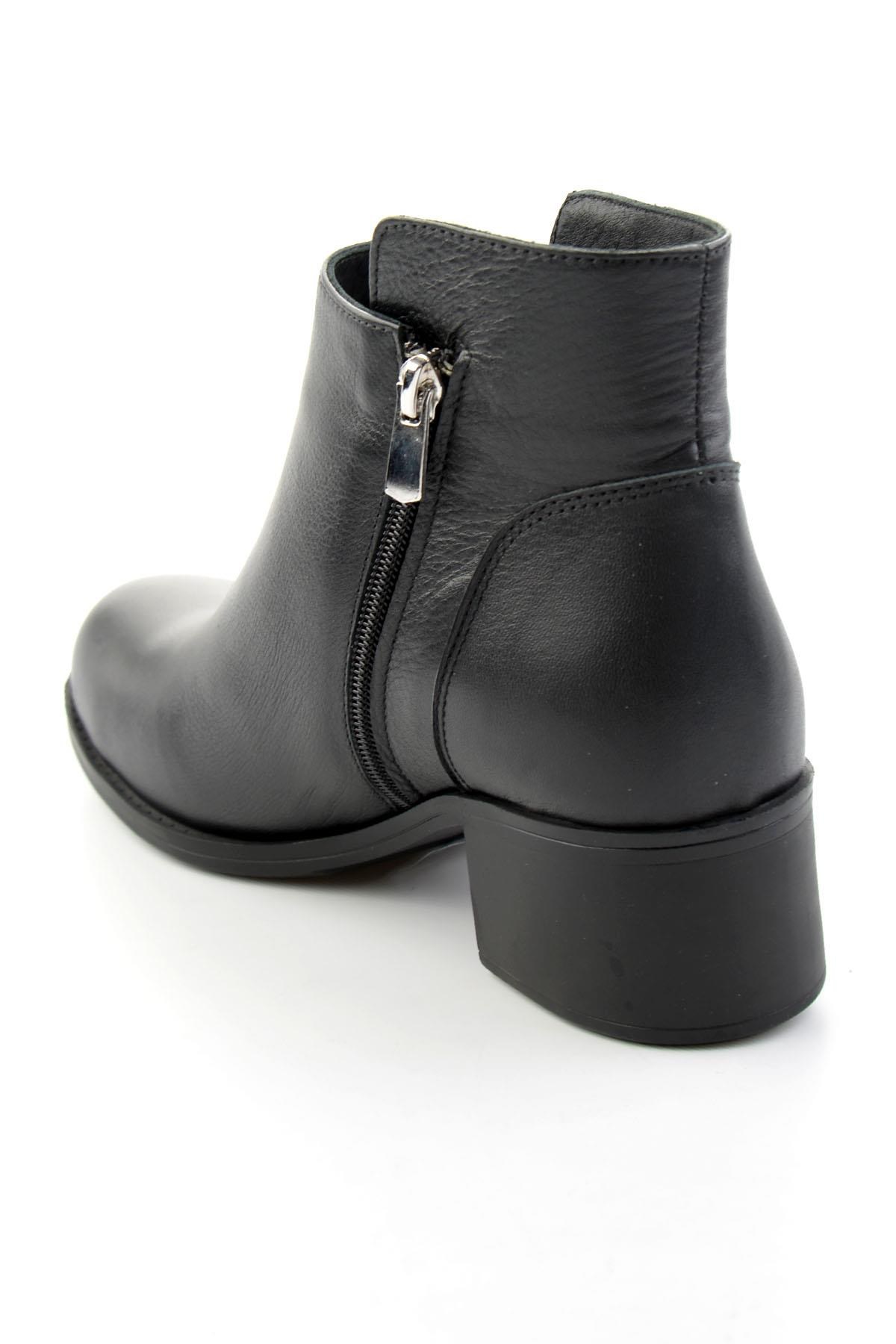 Siyah Hakiki Deri Kadın Bot & Bootie K02208210103