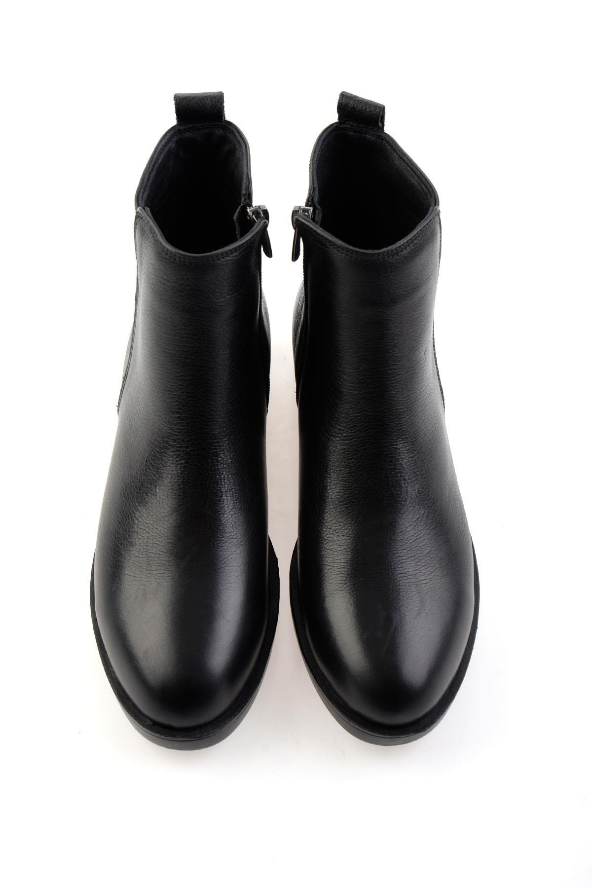 Siyah Hakiki Deri Kadın Bot & Bootie K02286011103