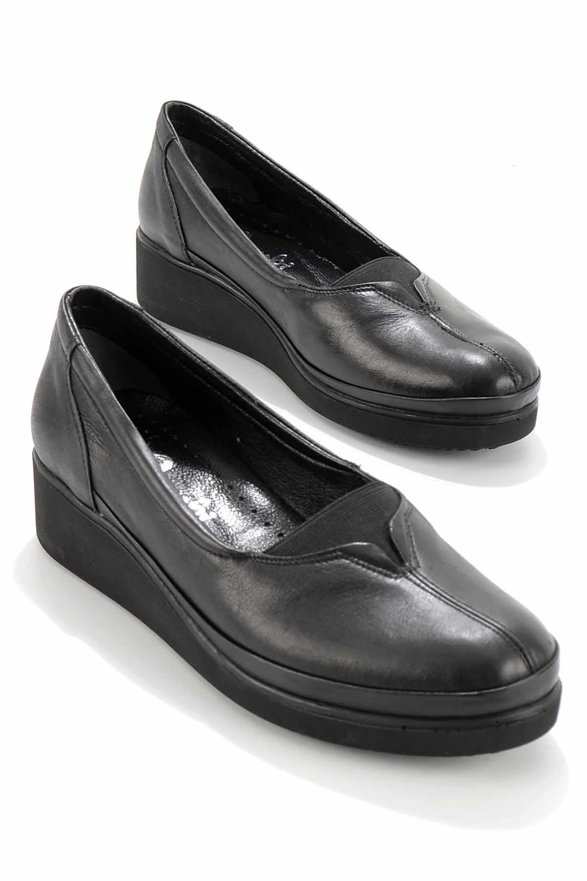 Siyah Hakiki Deri Kadın Casual Ayakkabı K01586060103