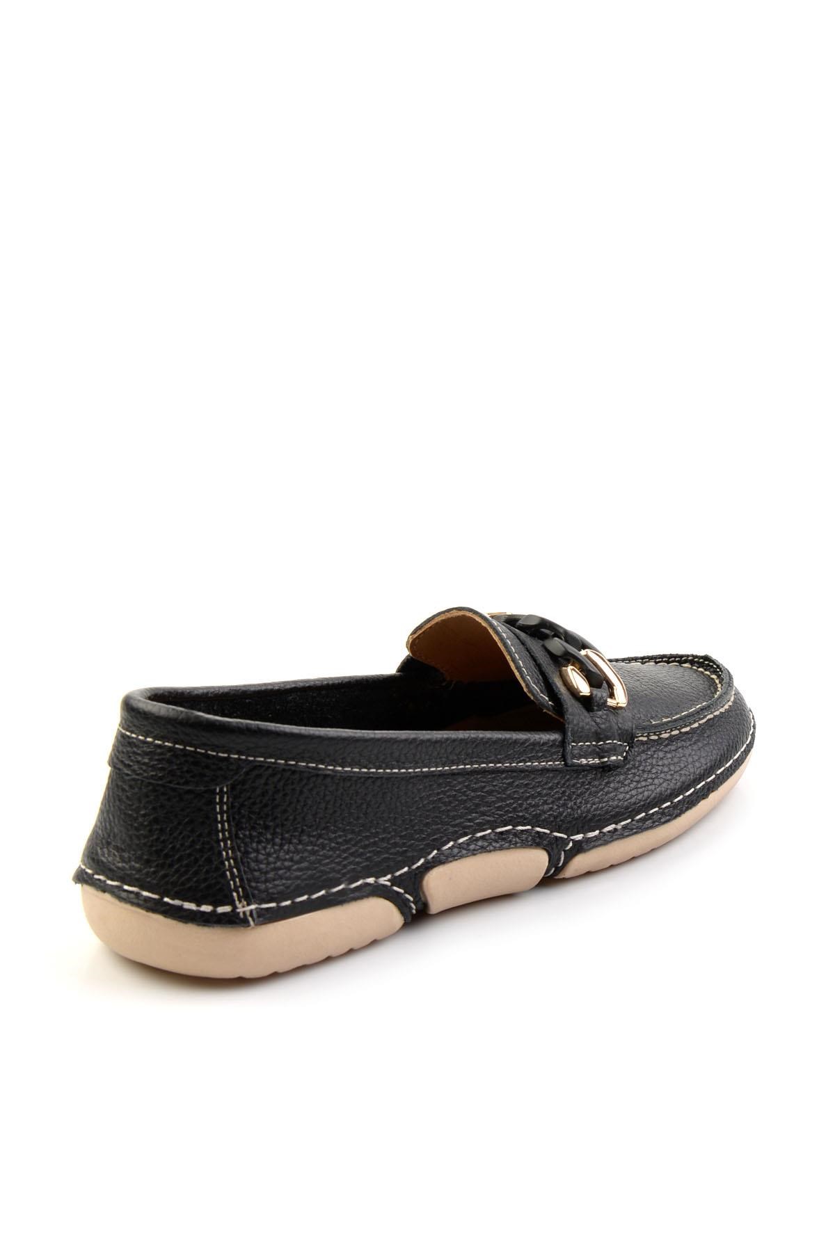 Siyah Hakiki Deri Kadın Loafer Ayakkabı K01028130303