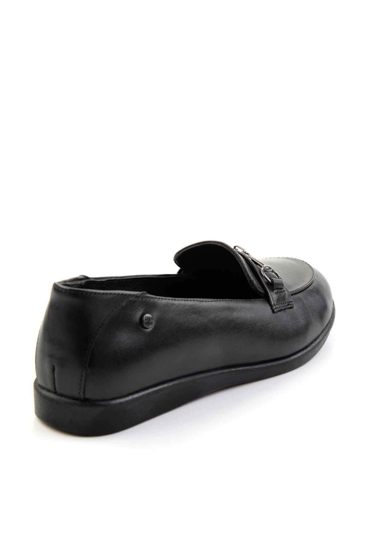 Siyah Hakiki Deri Kadın Loafer Ayakkabı K01087238403